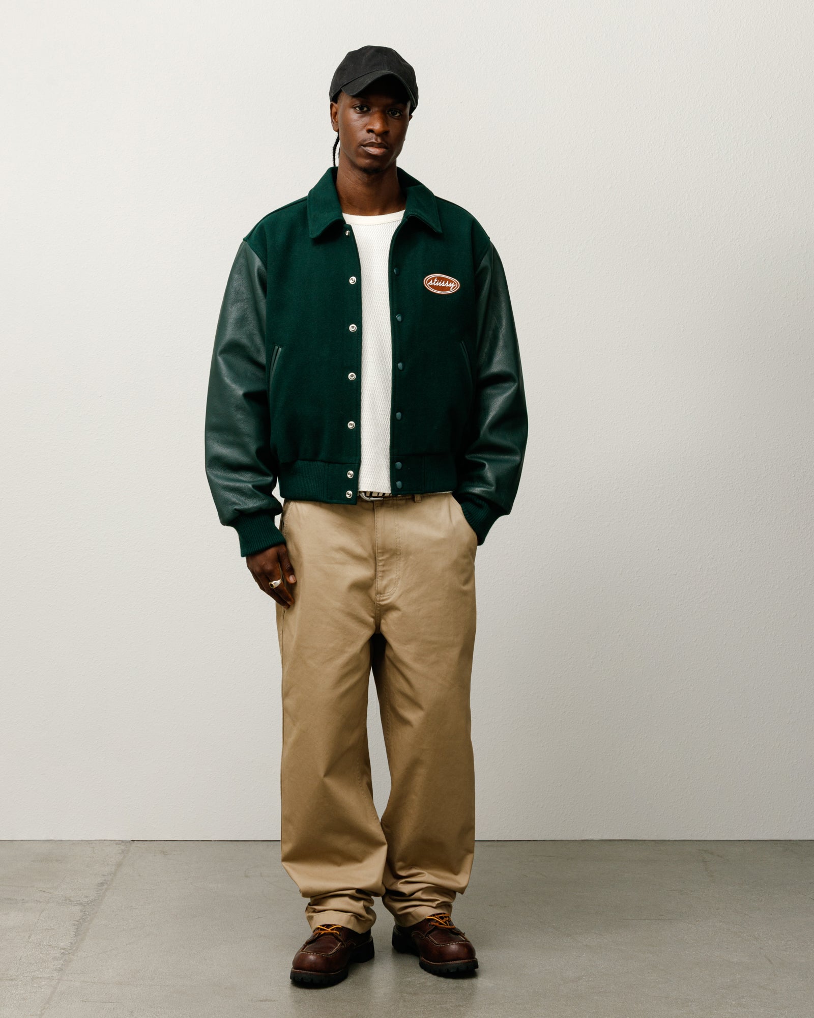 Script Oval Varsity Jacket Green | Outerwear | Stussy Stussy AU Script Oval Varsity Jacket Green | Outerwear | Stussy Stussy AU