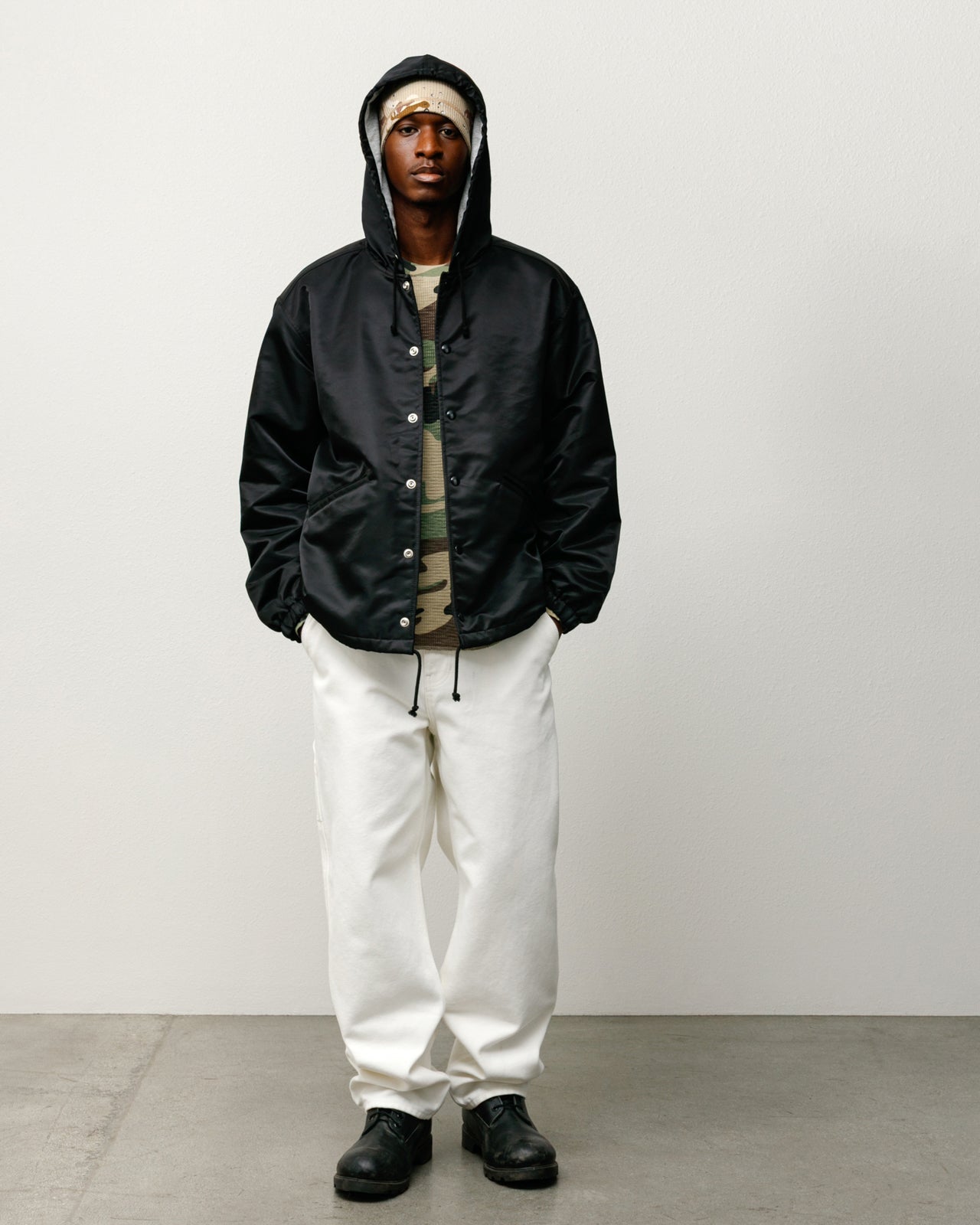 Hooded Coaches Jacket – Black | Outerwear | Stüssy – Stussy AU