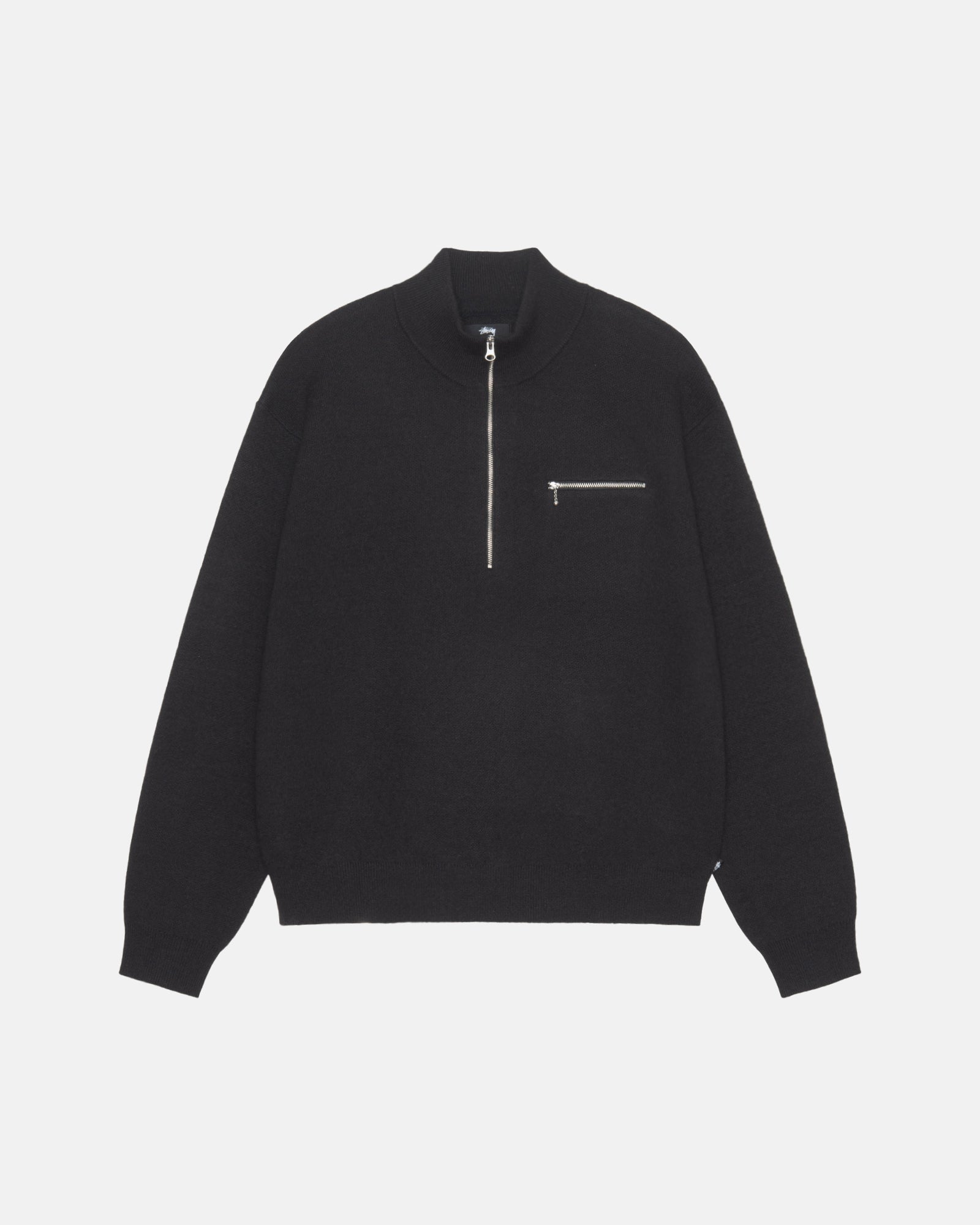 Half Zip Mock Neck Sweater in black Stüssy – Stussy AU