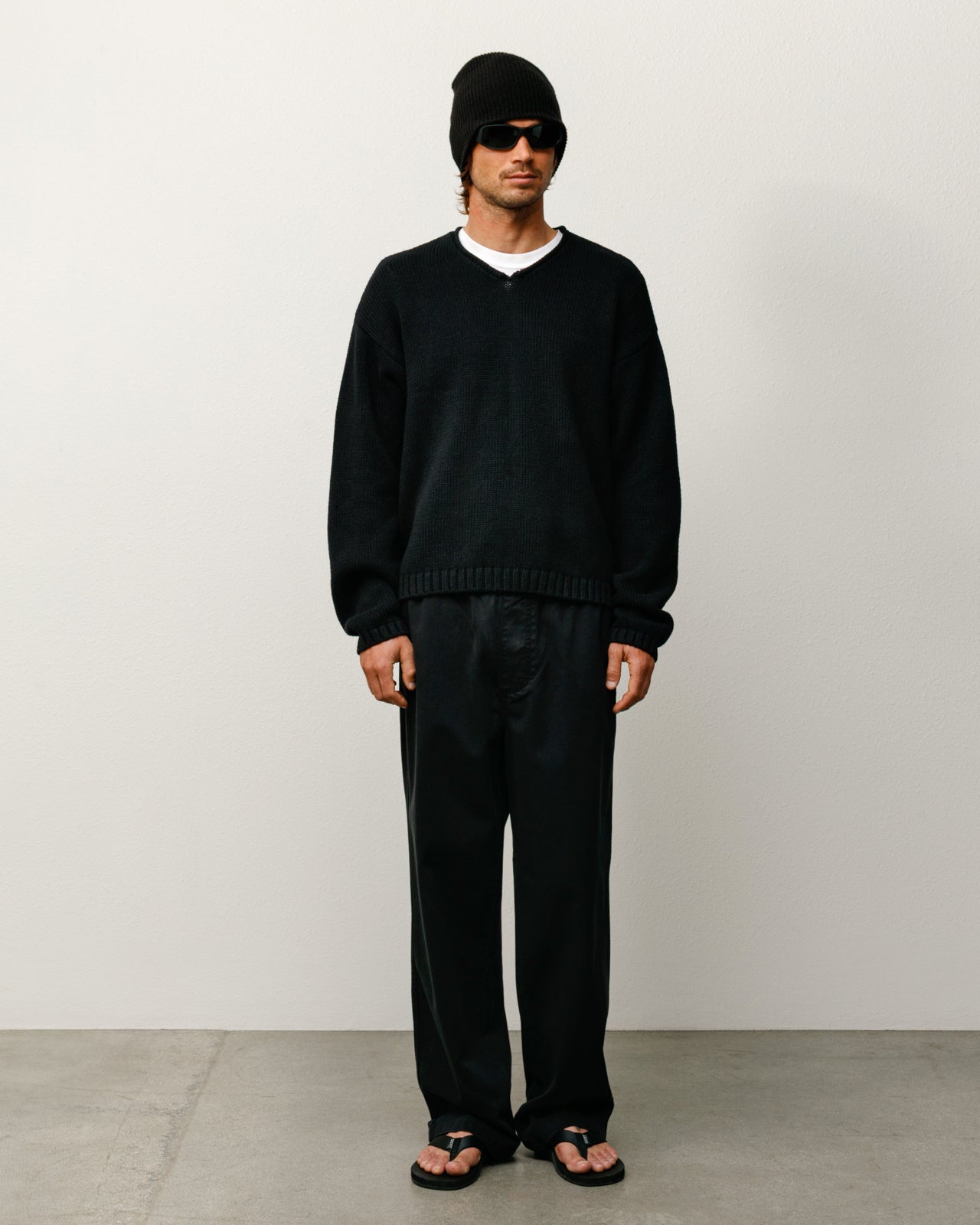 Roll V Neck Sweater – Black | Tops & Knits | Stüssy – Stussy AU