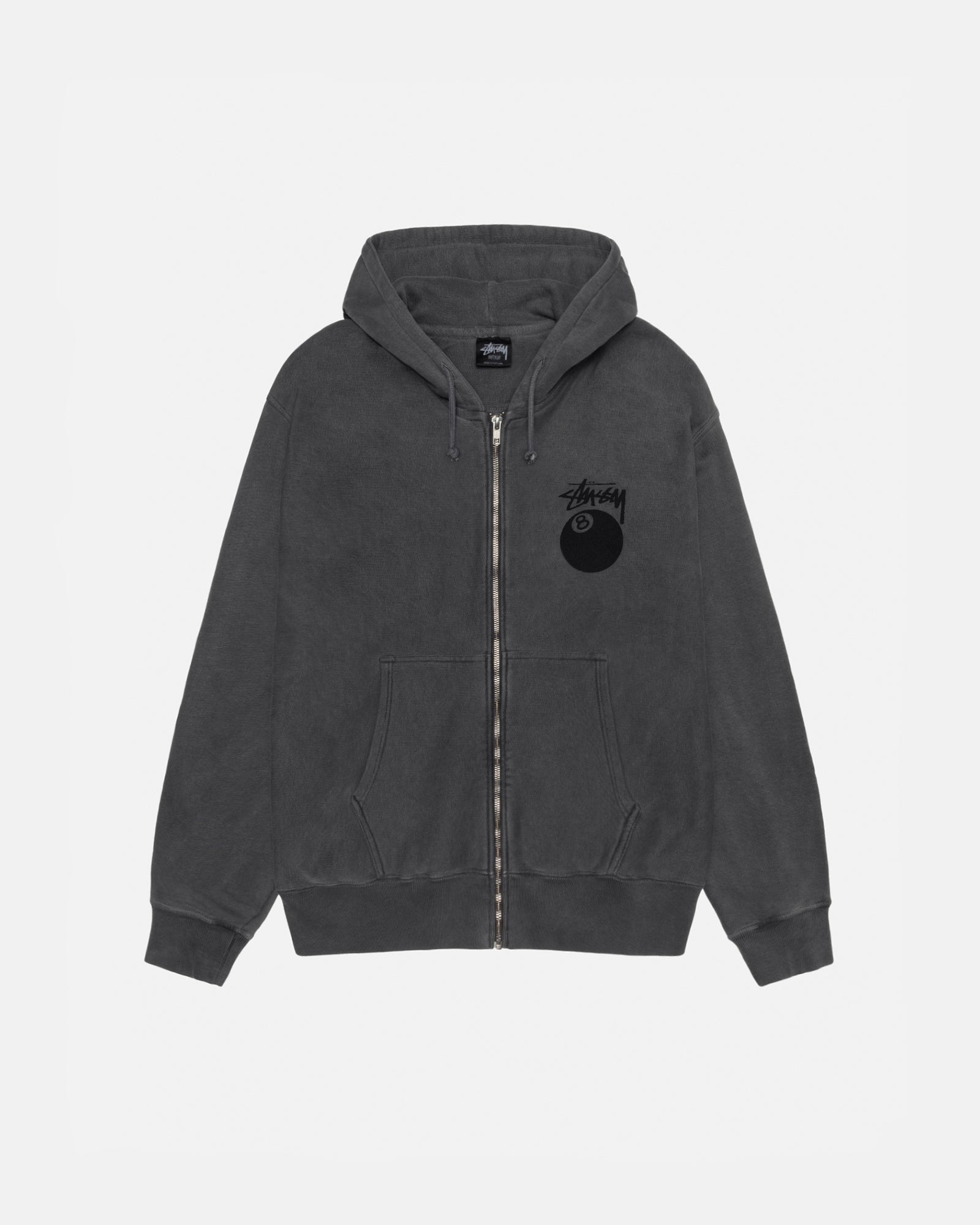 8 Ball Zip Hoodie Pigment Dyed in black – Stüssy – Stussy AU