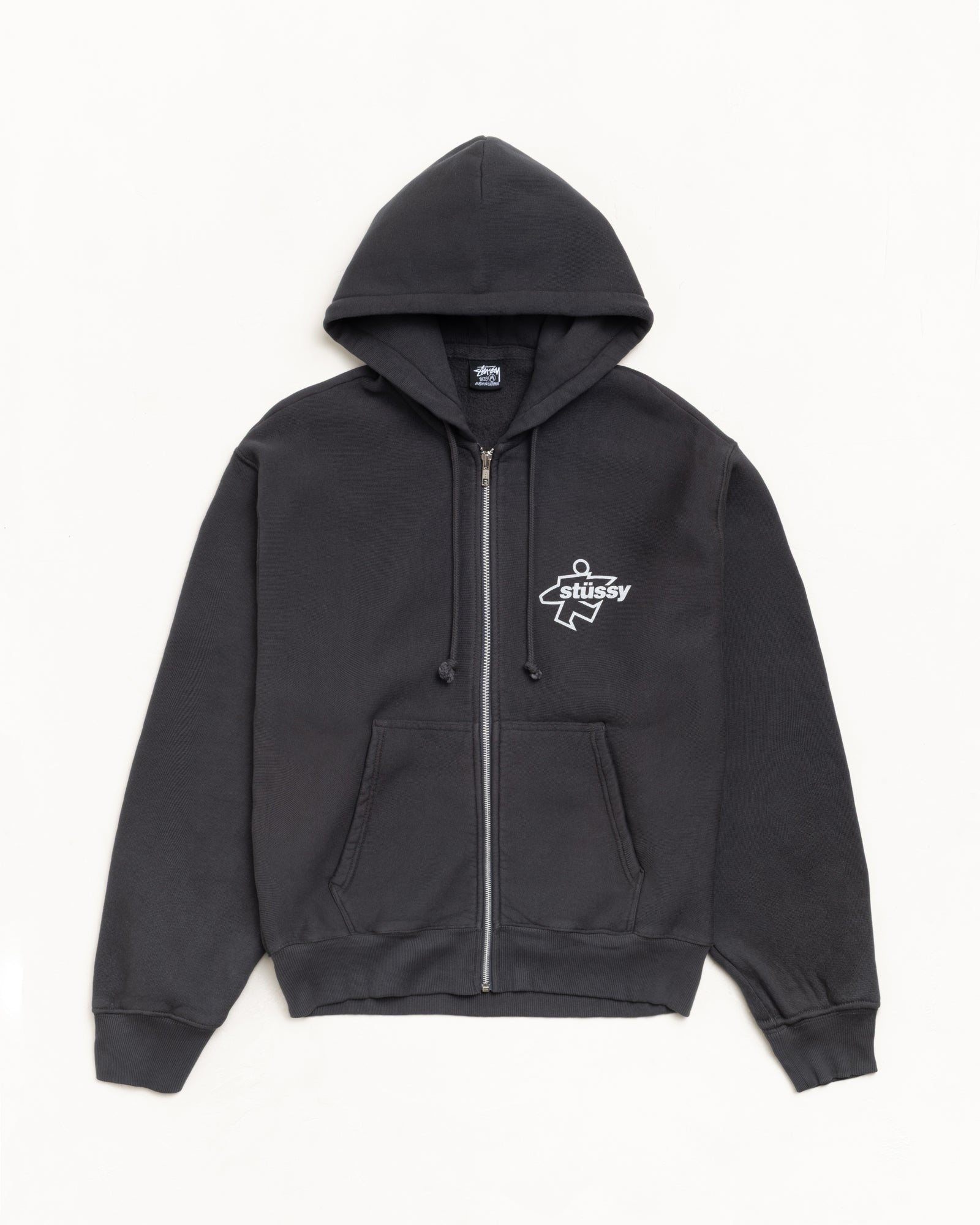 Surf Size Zip Hoodie – Faded Black | Sweats | Stüssy – Stussy AU