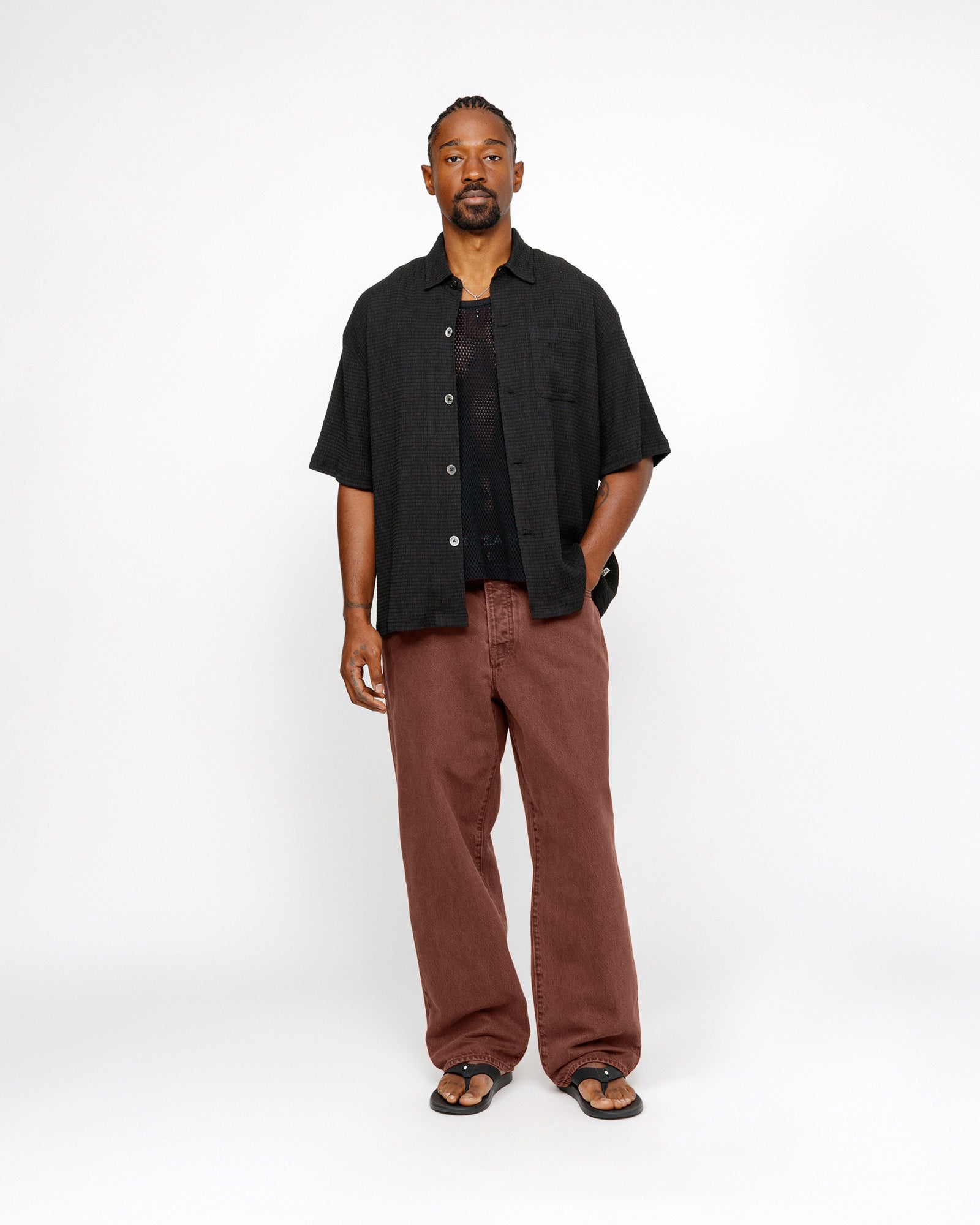 トップス stussy/24ss/BOXY FLAT HEM SHIRT CRlNKLED Stussy BOXY FLAT HEM SHIRT CRINKLED
