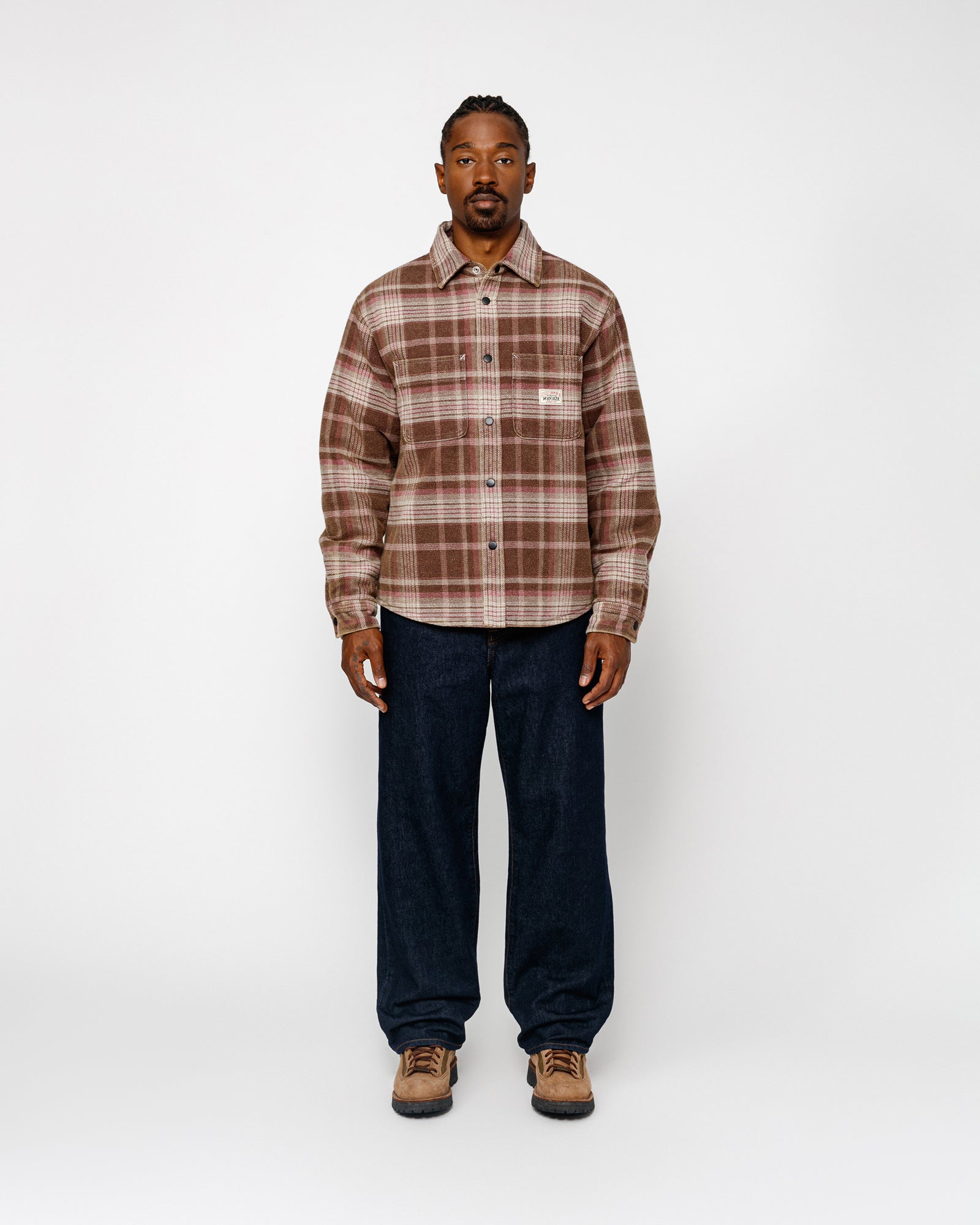 Heavy Washed Plaid Shirt in brown - Stüssy – Stussy AU