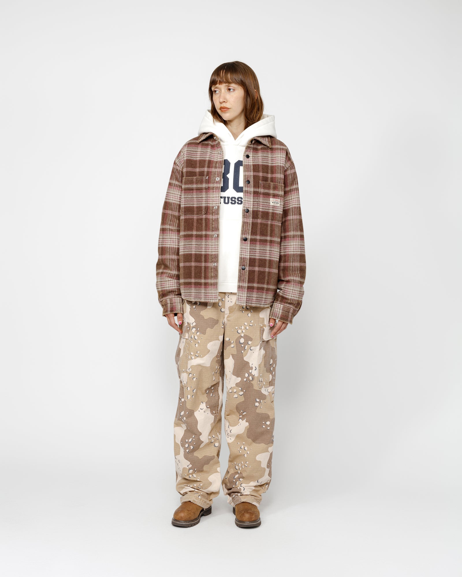 ジャケット・アウター Stussy heavy washed plaid shirt Heavy Washed Plaid Shirt in brown - Stüssy – Stussy AU