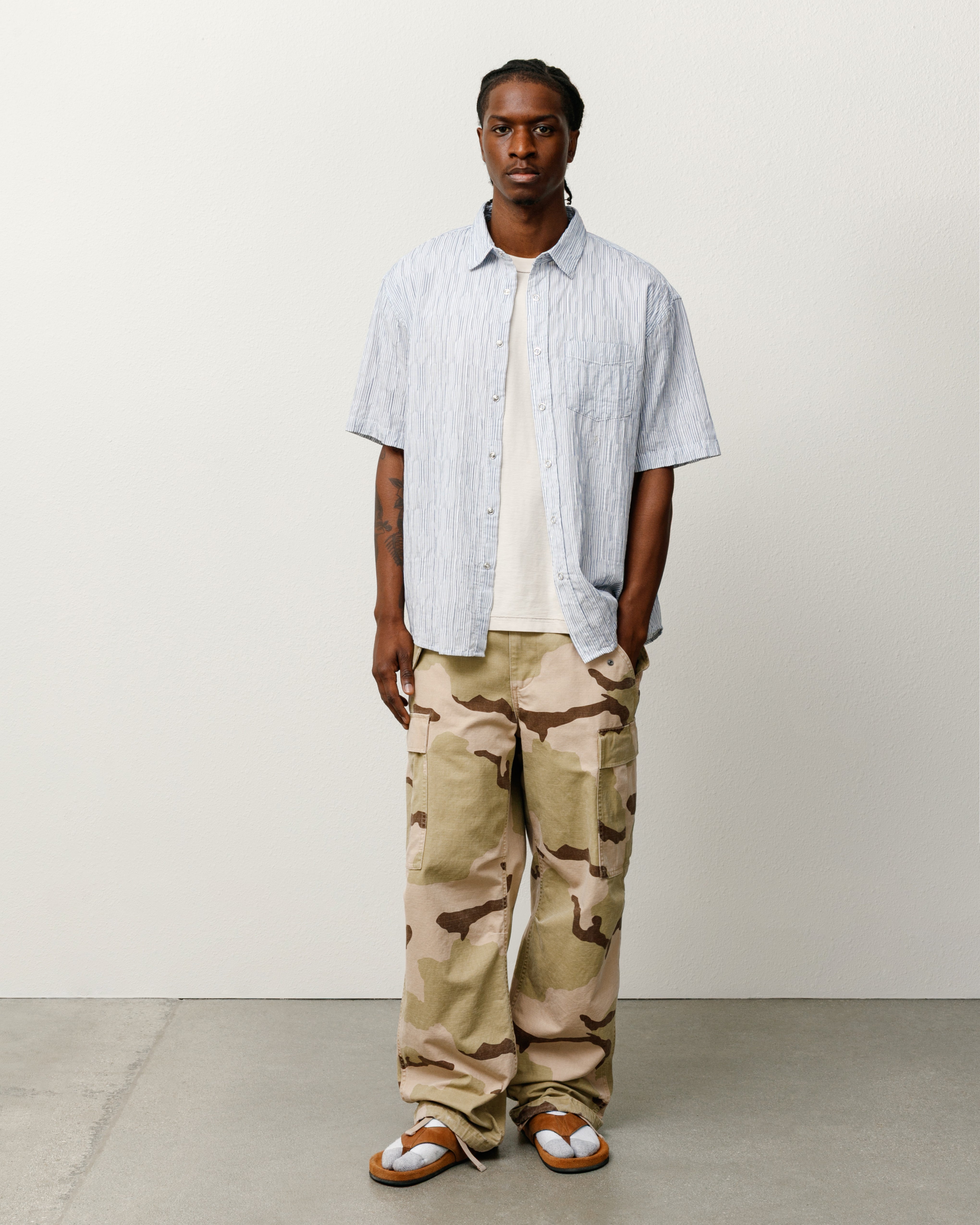 Wavy Striped Short Sleeve Shirt in blue – Stüssy – Stussy AU
