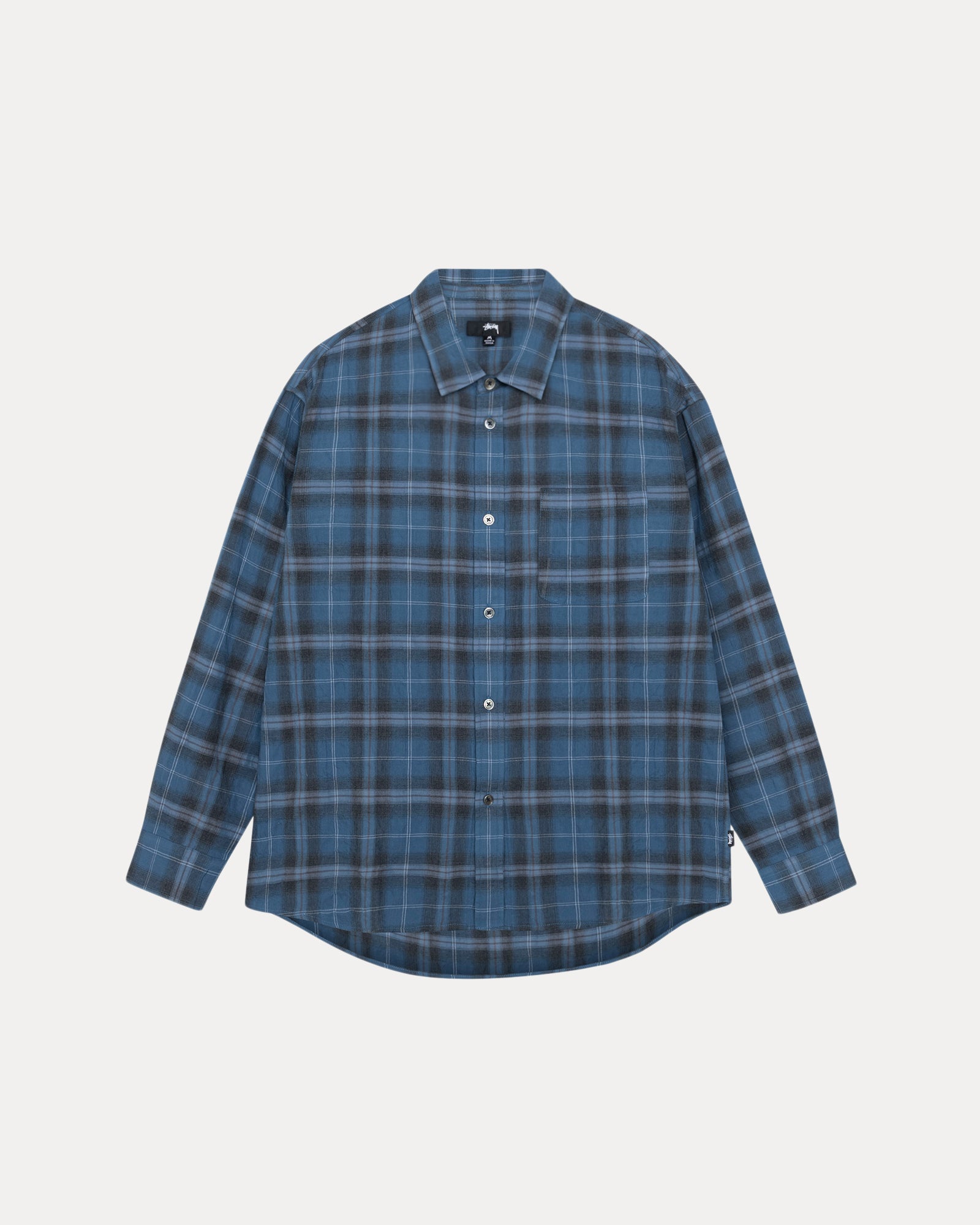 トップス stussy tartan check flannel ls shirt L New Stussy Beach Plaid Flannel Shirt Surf Button Up Black