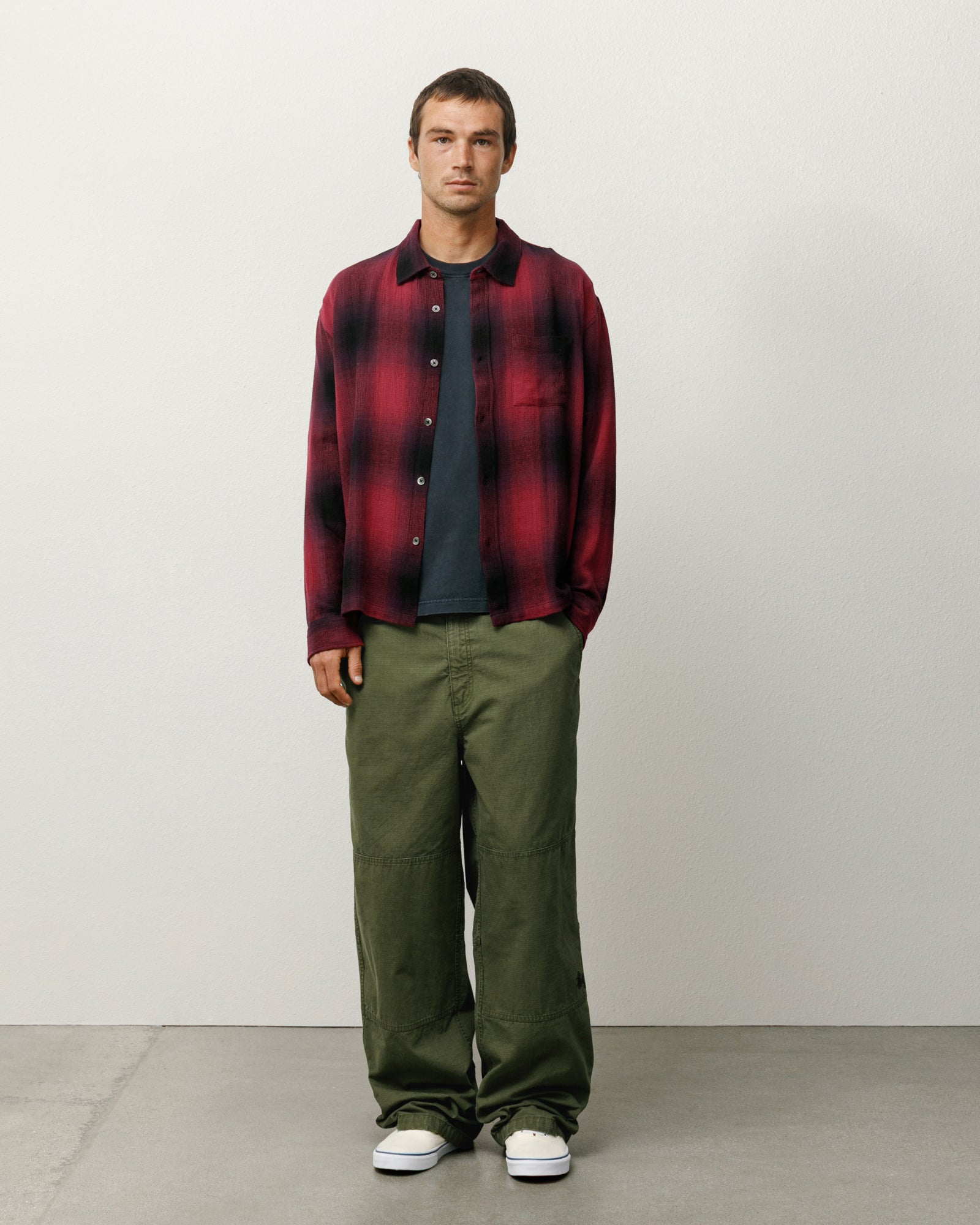 す*る様 Stussy LOOSE WEAVE PLAID SHIRT Stussy Loose Weave Plaid Shirt (Red) – CNCPTS