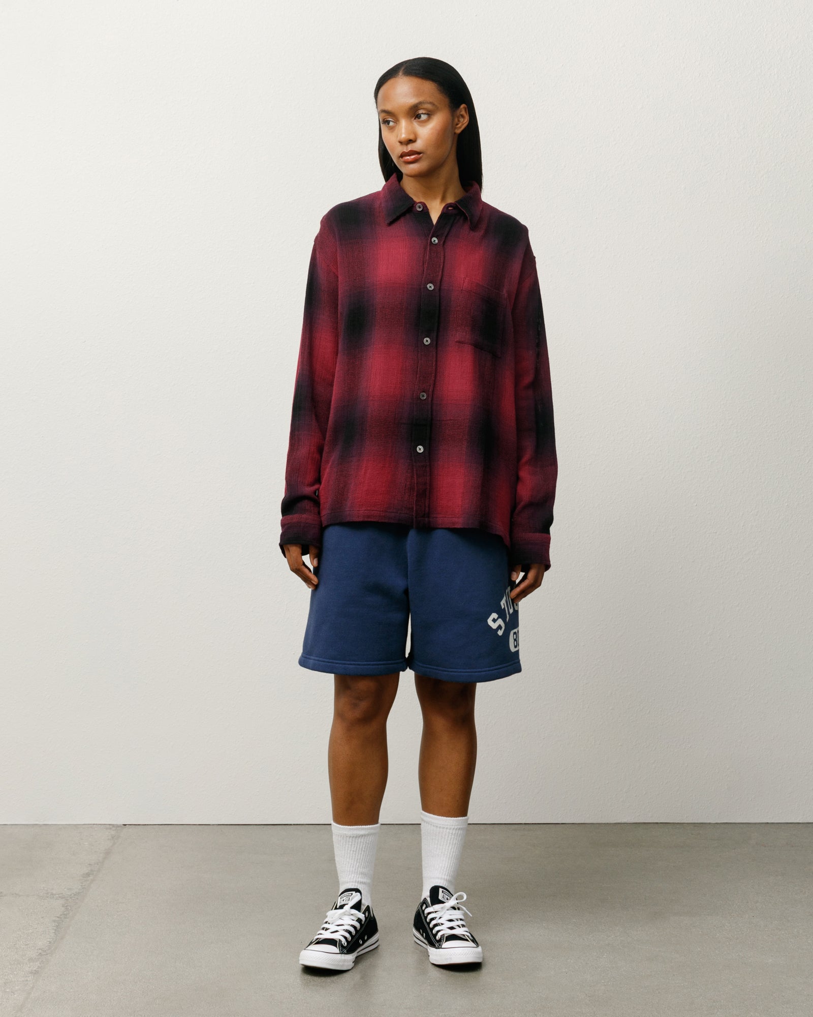 Loose Weave Plaid Shirt in red – Stüssy – Stussy AU