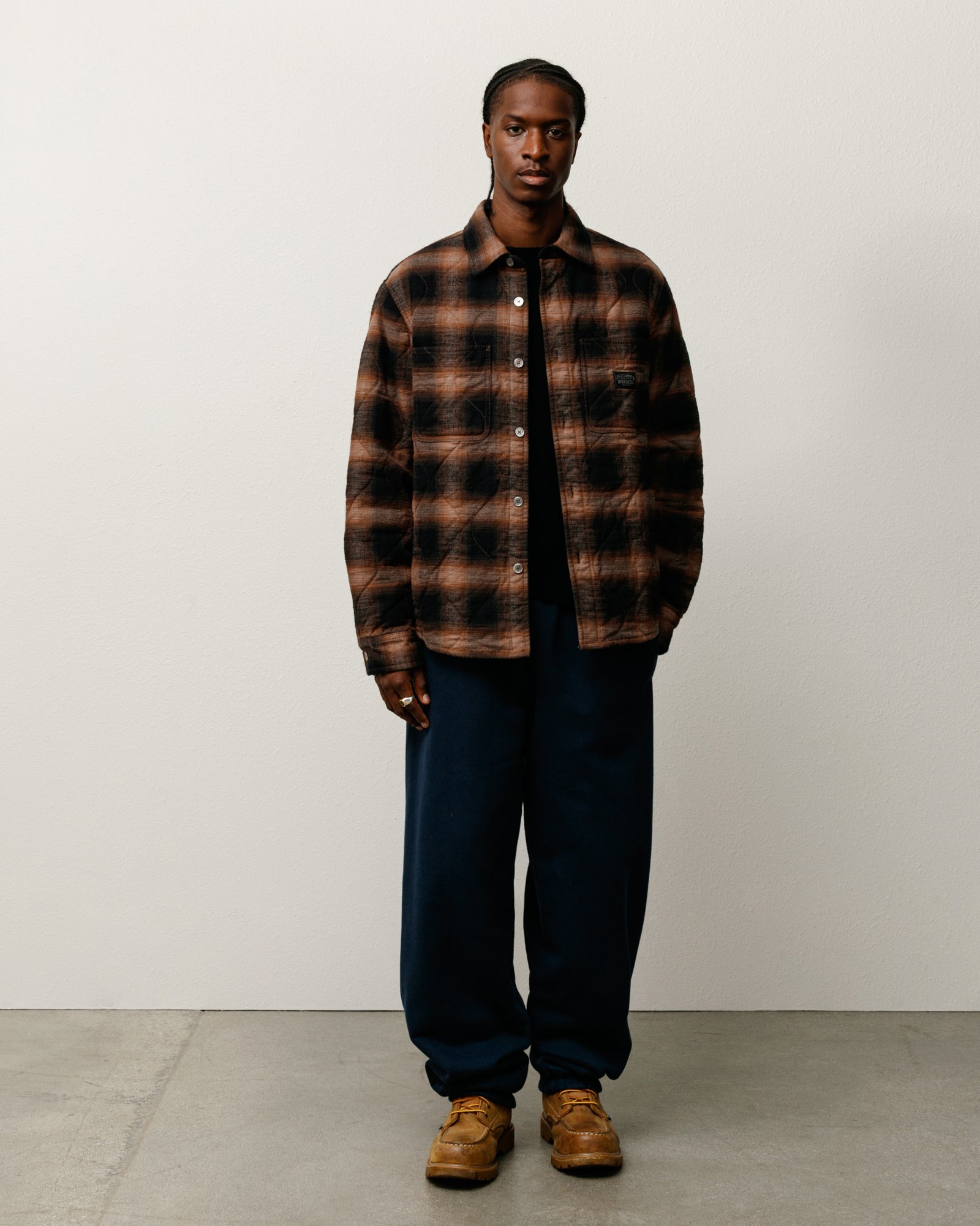 QUILTED PLAID SHIRT JACKET