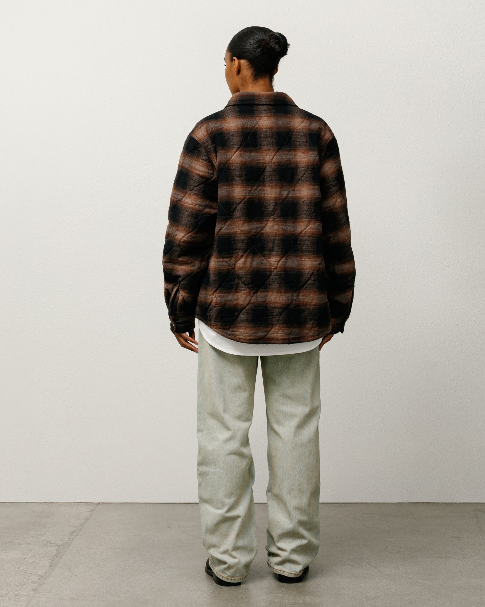 QUILTED PLAID SHIRT JACKET