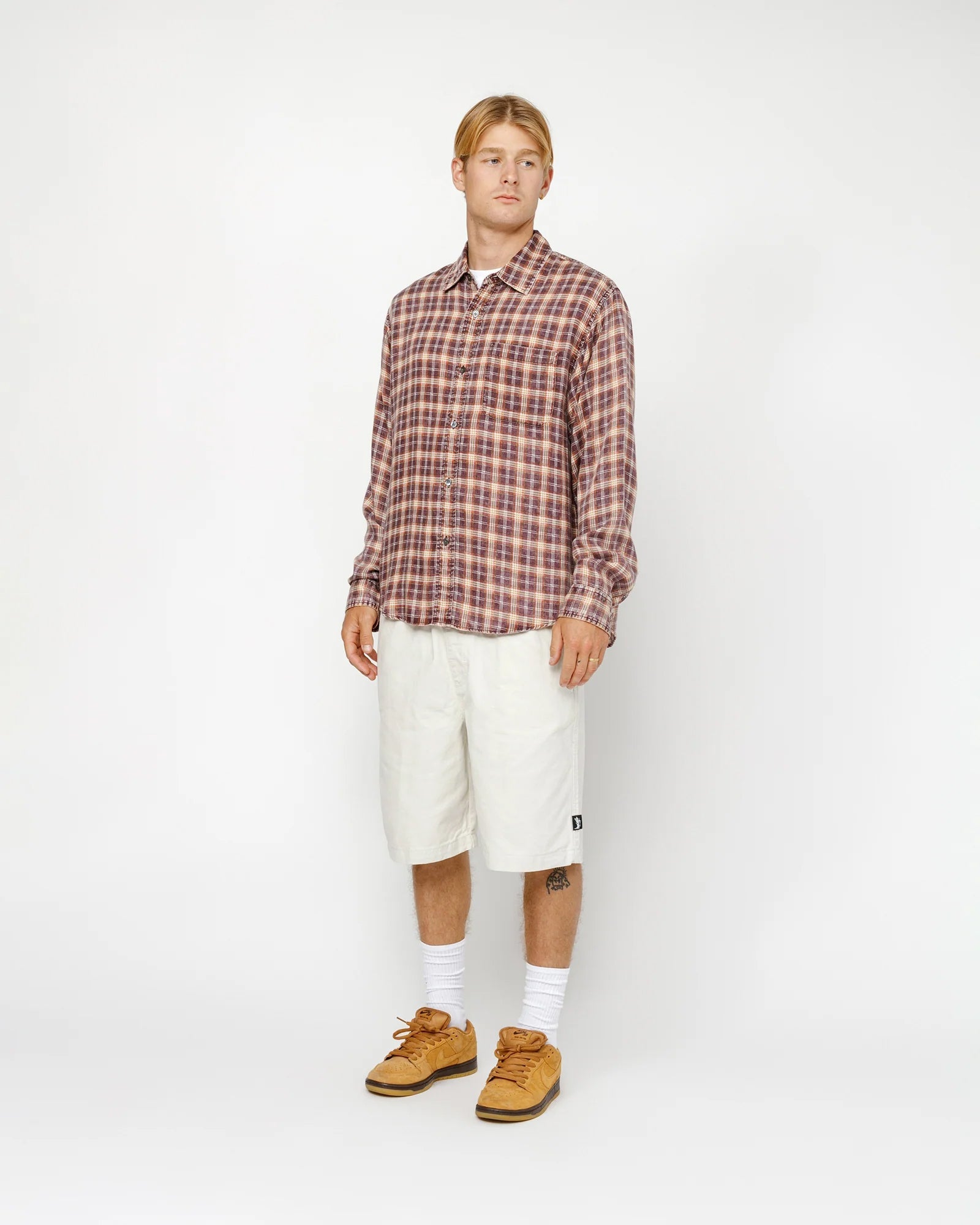 STÜSSY BEACH SHORT BRUSHED COTTON BONE SHORTS