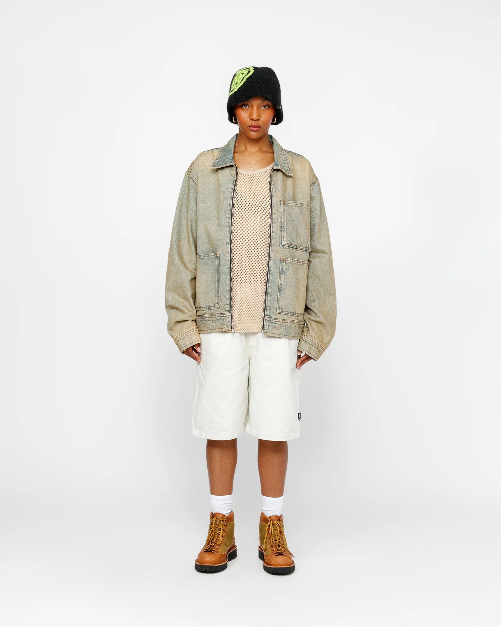 STÜSSY BEACH SHORT BRUSHED COTTON BONE SHORTS