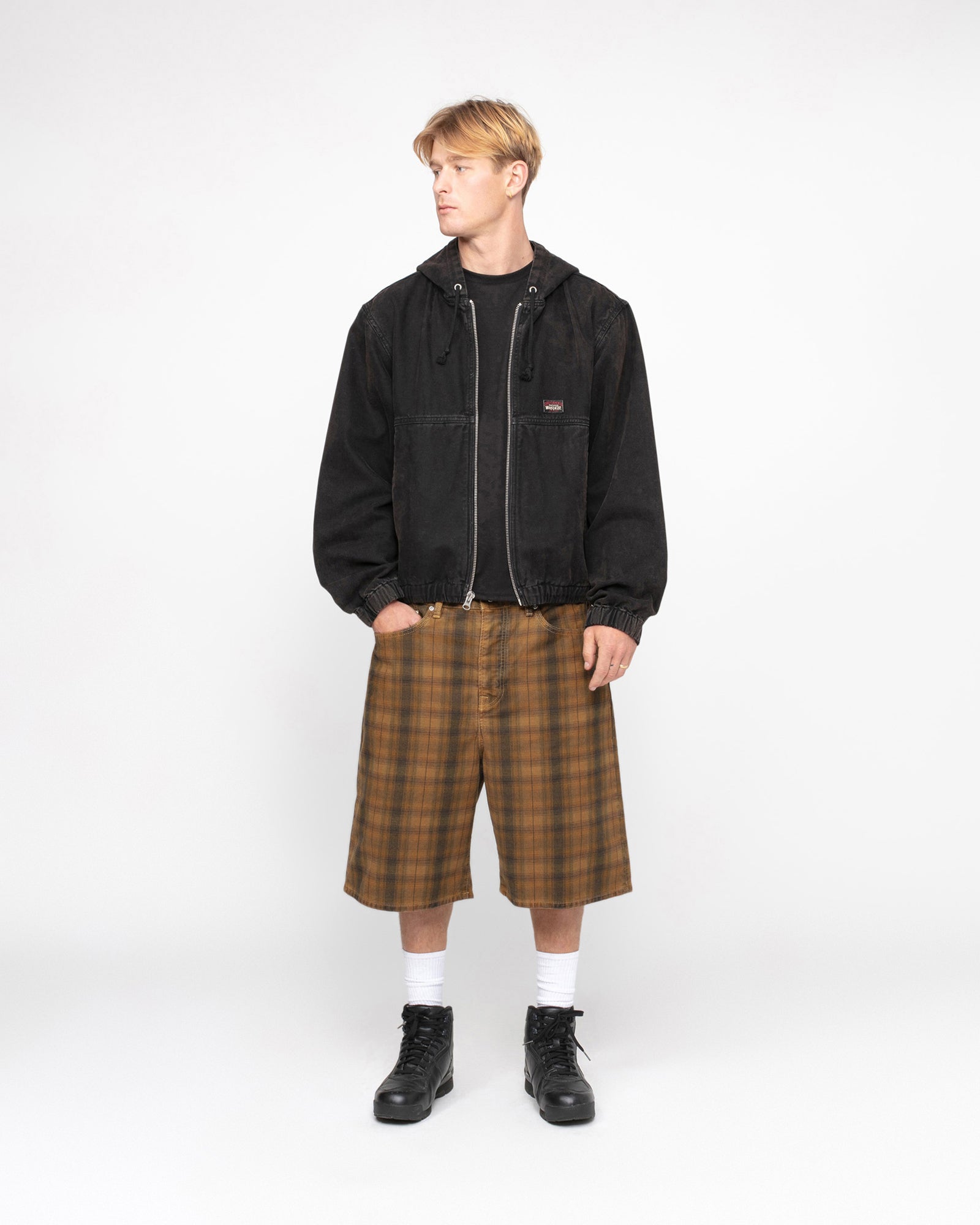 Big Ol' Short Canvas Plaid in brown – Stüssy – Stussy AU