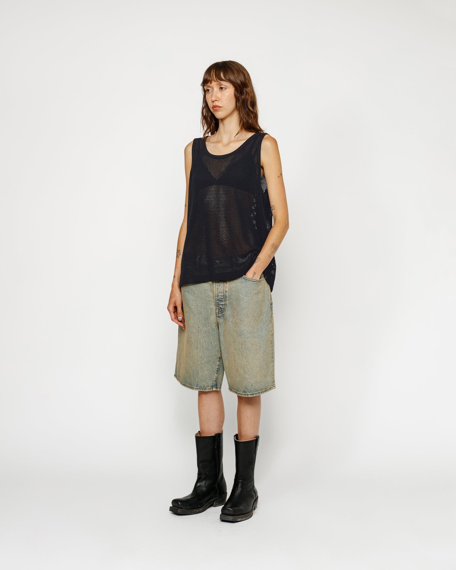 トップス 24SS Stussy Cotton Big Mesh Tank BLACK トップス 24SS Stussy Cotton Big Mesh Tank BLACK Stussy