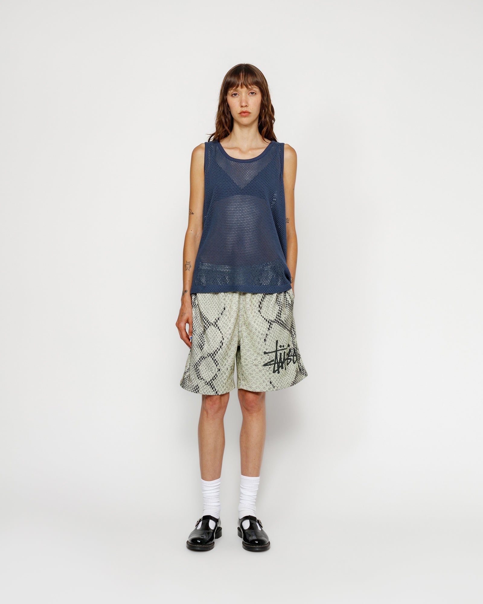 トップス 24SS Stussy Cotton Big Mesh Tank BLACK STUSSY-COTTON-BIG-MESH-