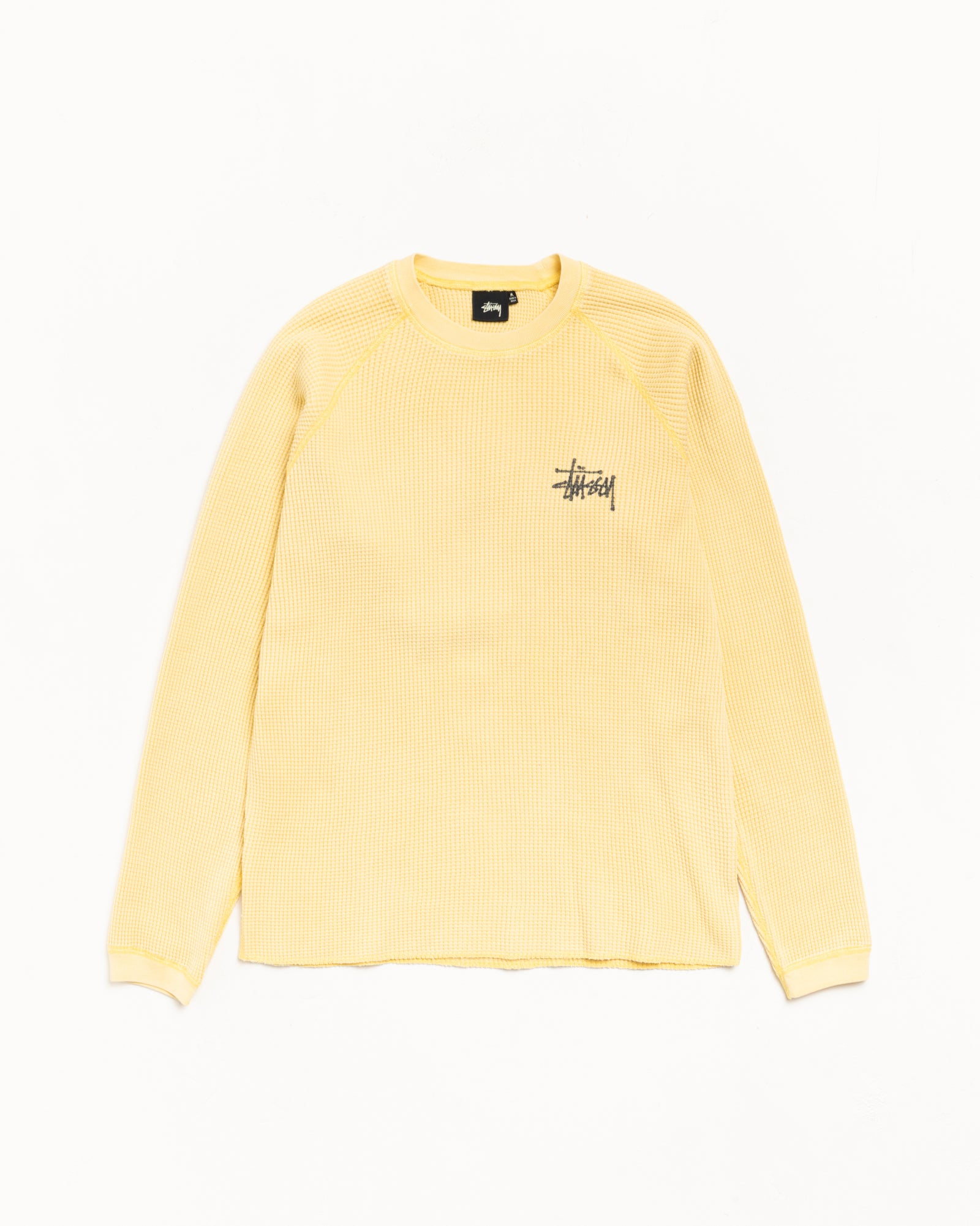 Raglan Thermal Basic Stock Mens Long Sleeve In Pale Yellow
