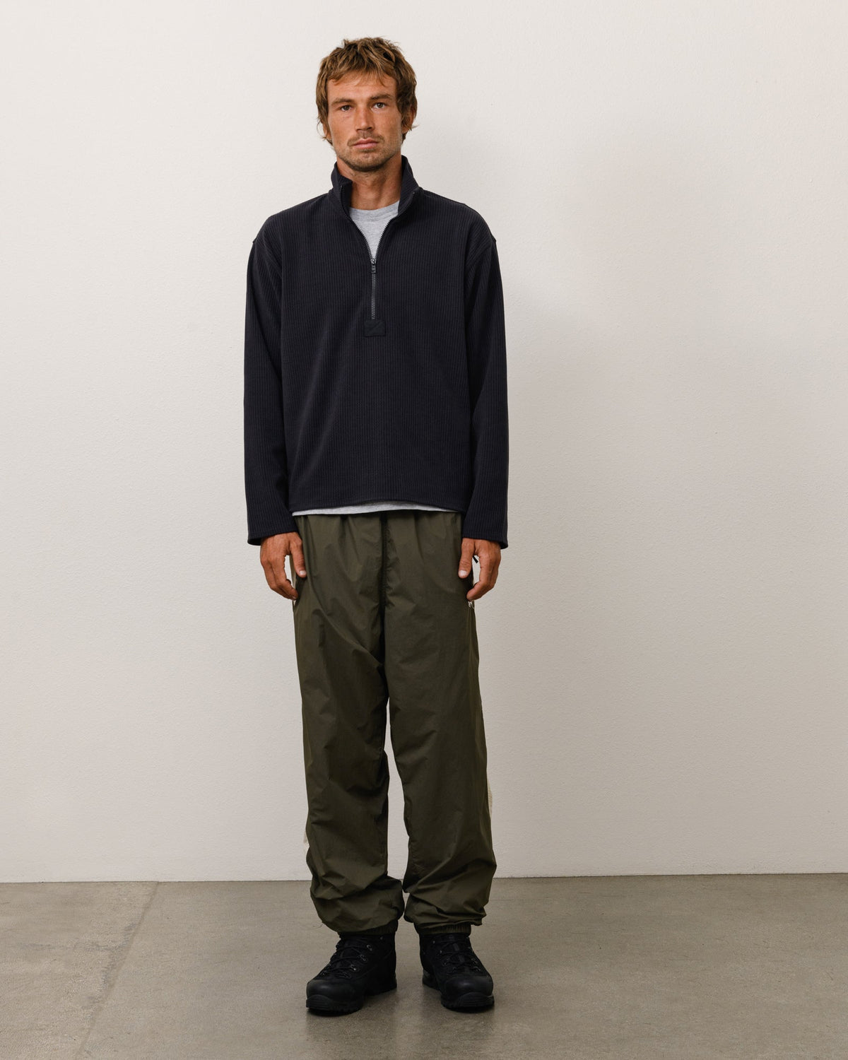 TEXTURED ZIP MOCK