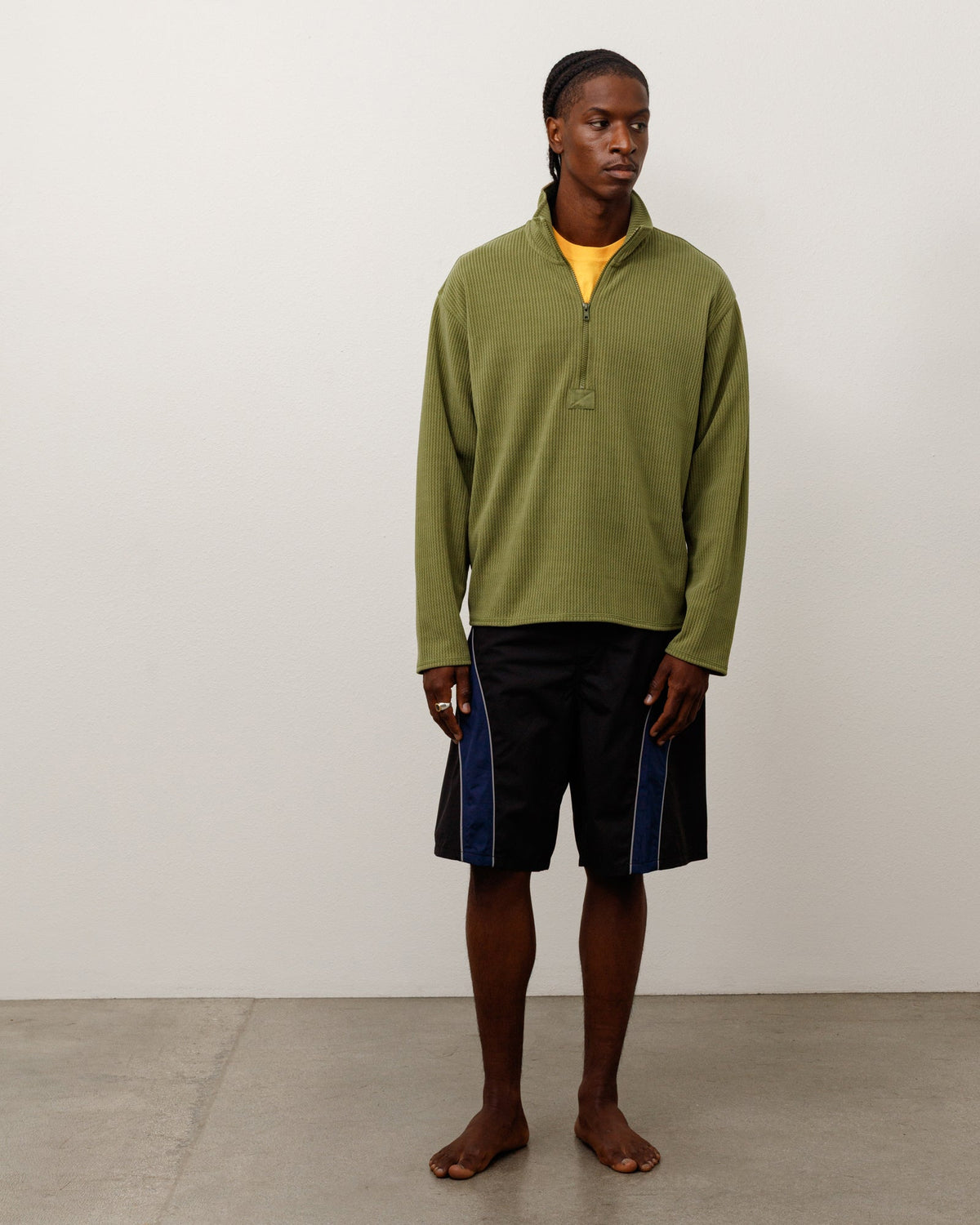 TEXTURED ZIP MOCK