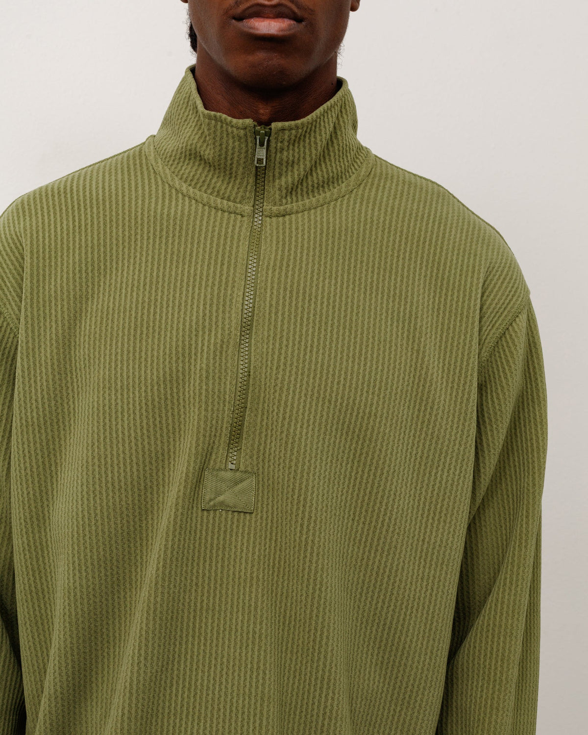 TEXTURED ZIP MOCK