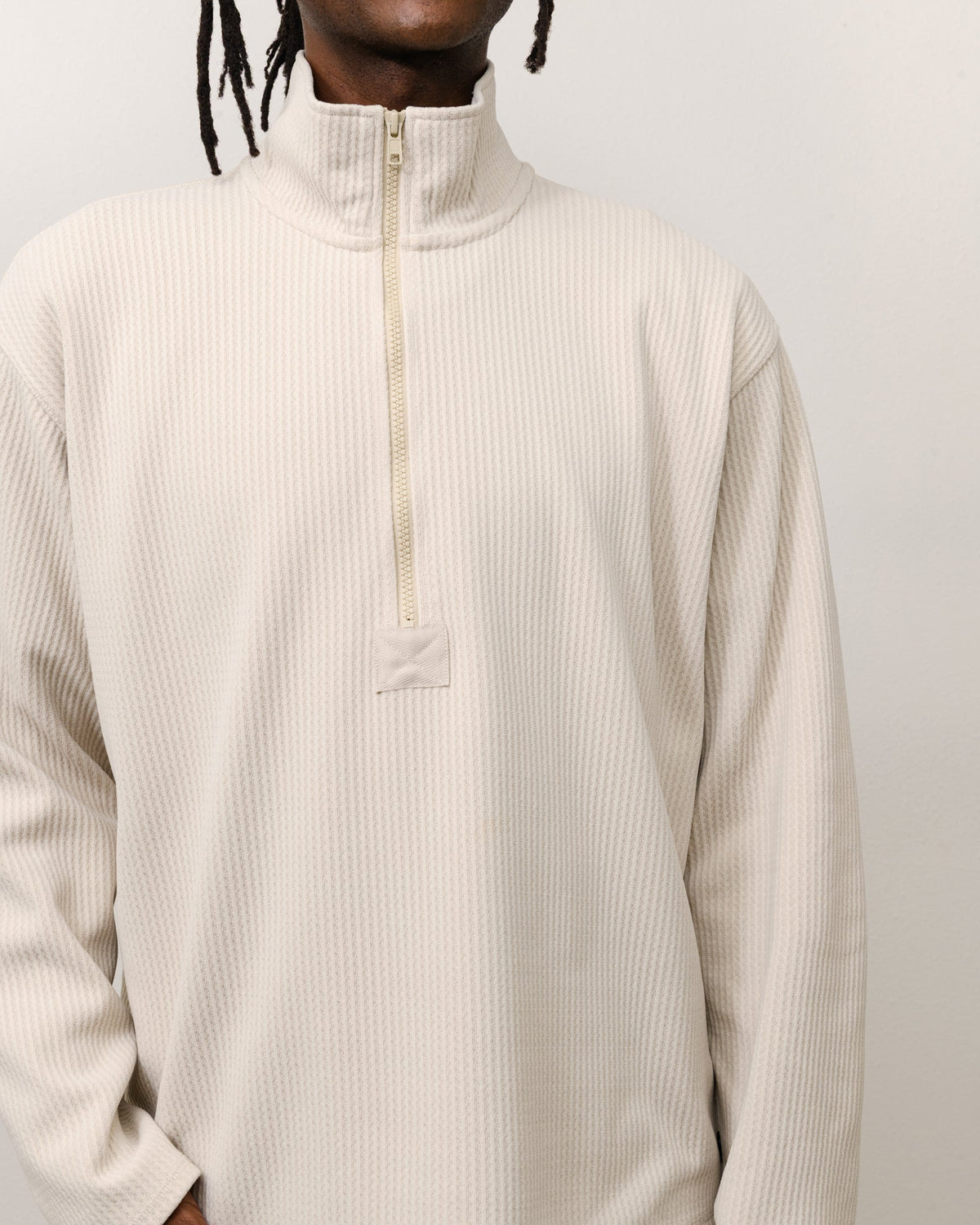 TEXTURED ZIP MOCK