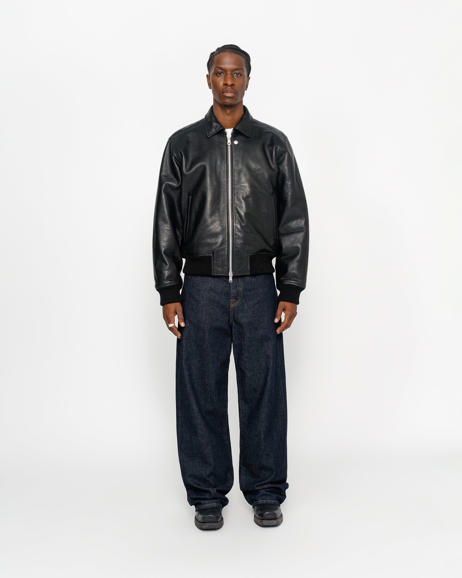 Leather Flight Jacket in black – Stüssy – Stussy AU