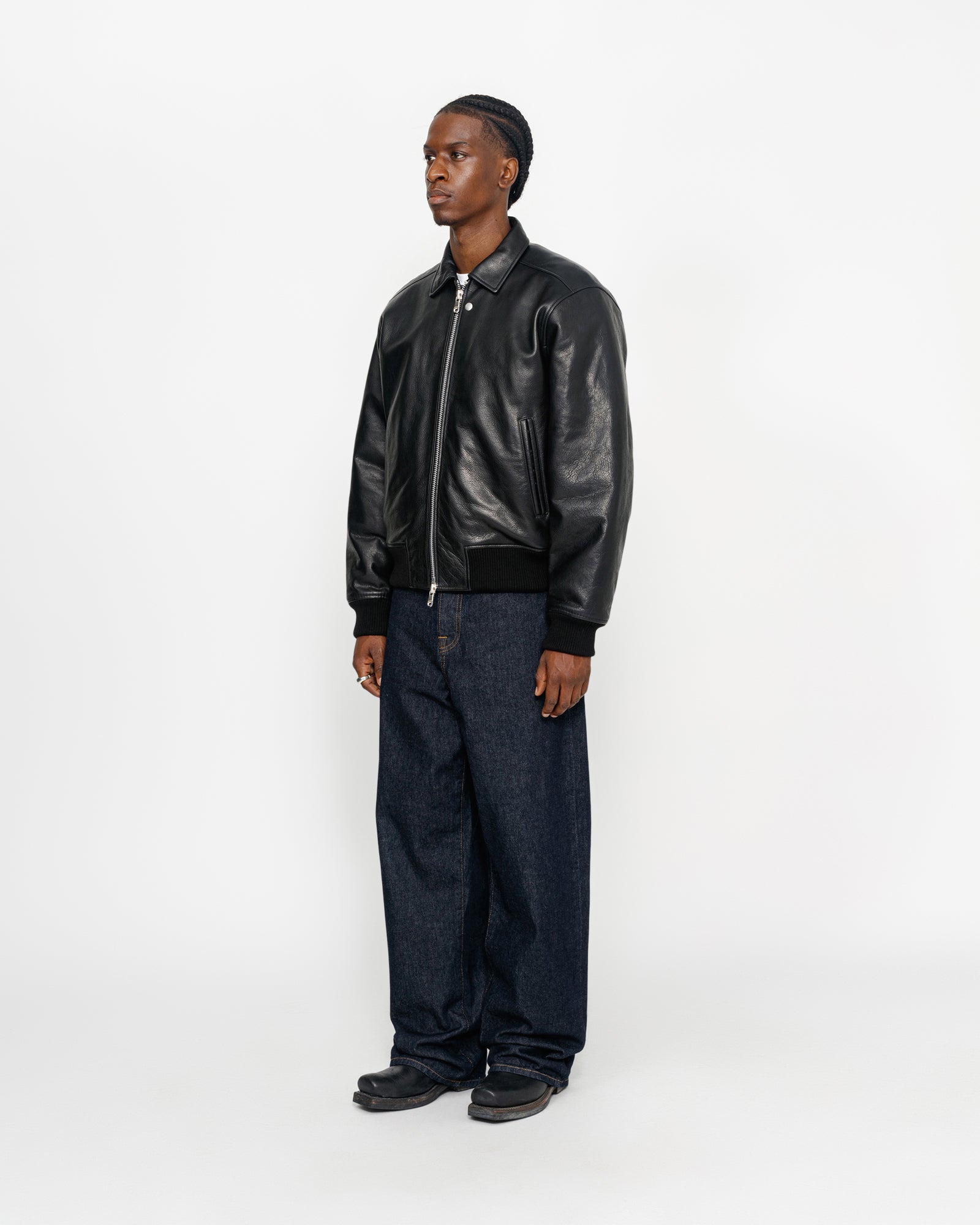 Leather Flight Jacket in black – Stüssy – Stussy AU