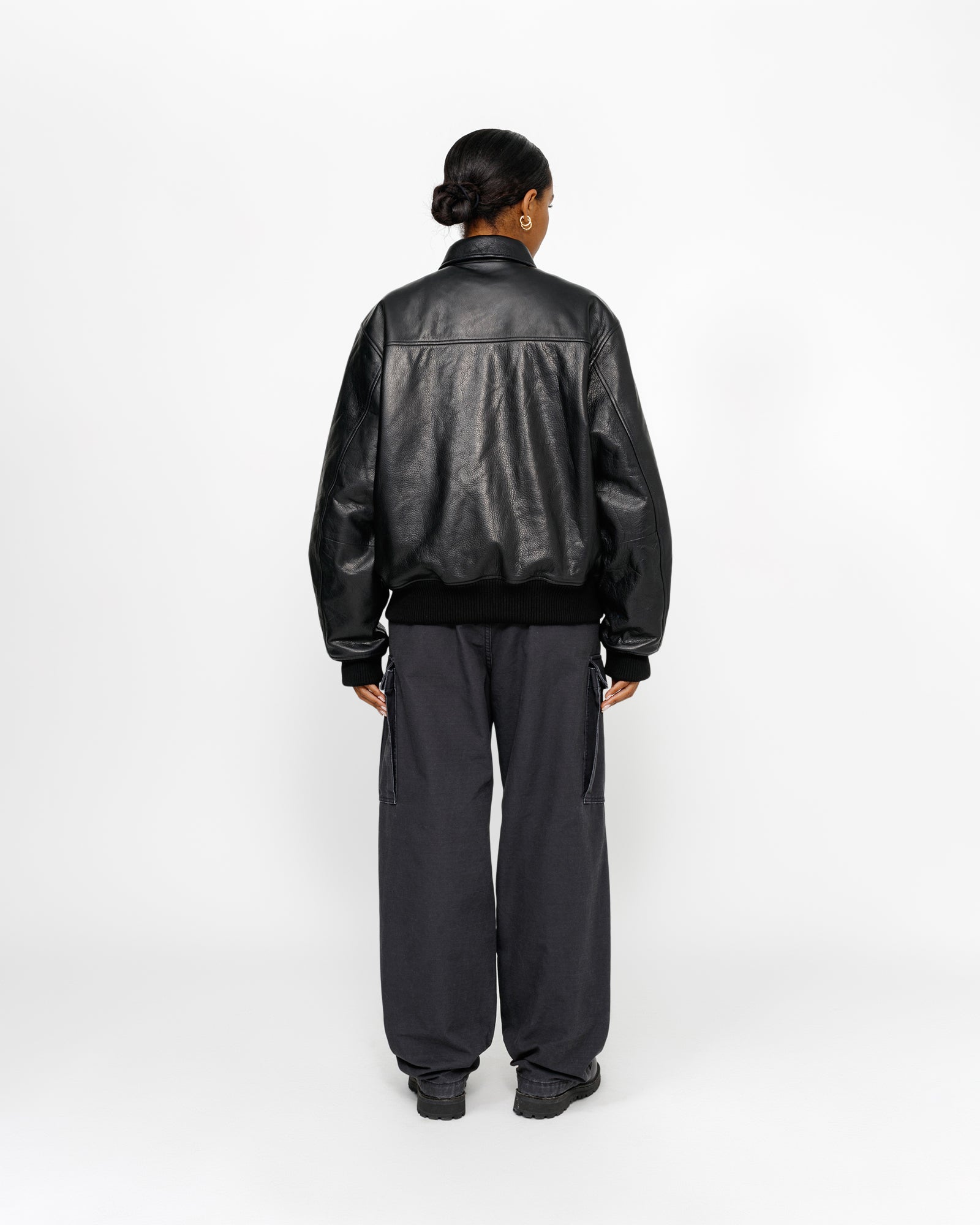 Leather Flight Jacket in black – Stüssy – Stussy AU
