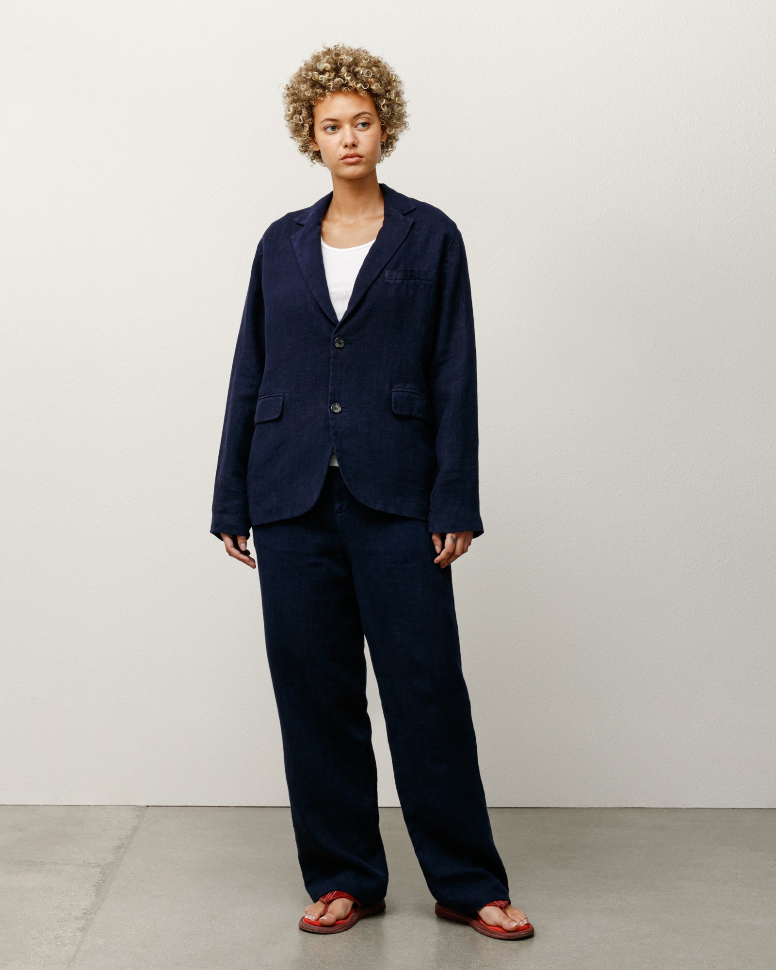 Blazer Textured Linen in navy – Stüssy – Stussy AU