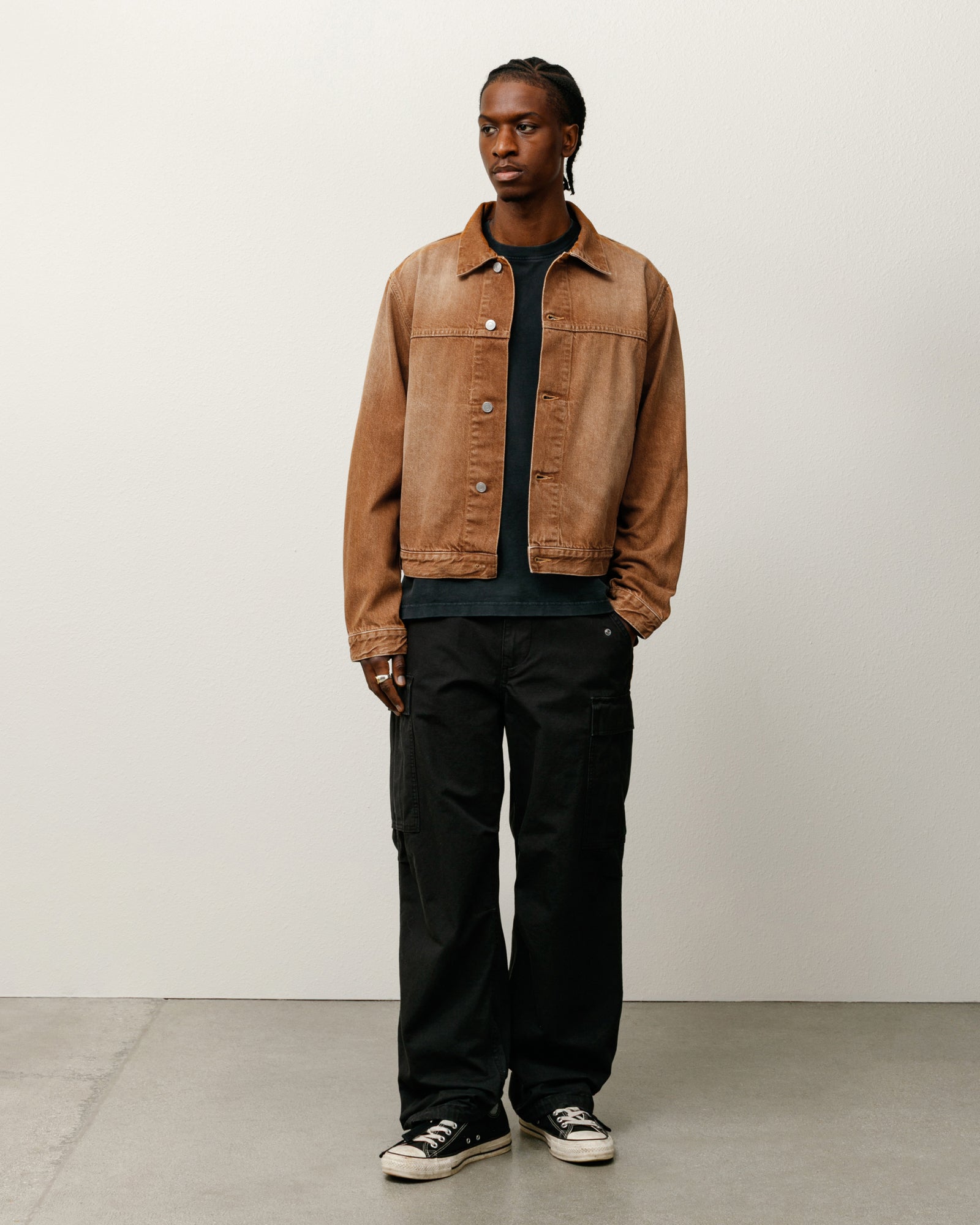 Trucker Jacket Vintage Denim in brown – Stüssy – Stussy AU