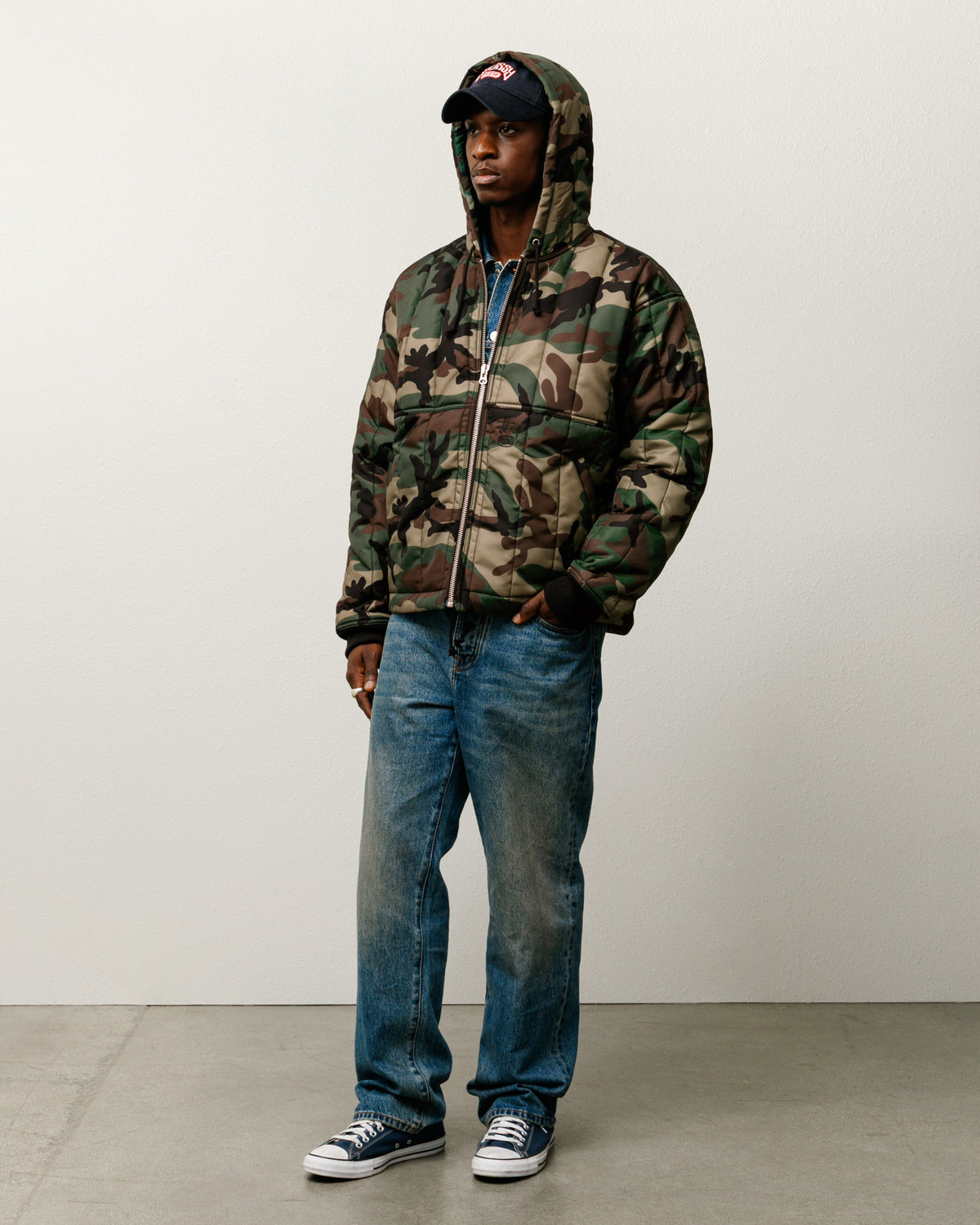 Quilted Nylon Work Jacket – Woodland Camo | Outerwear | Stüssy 