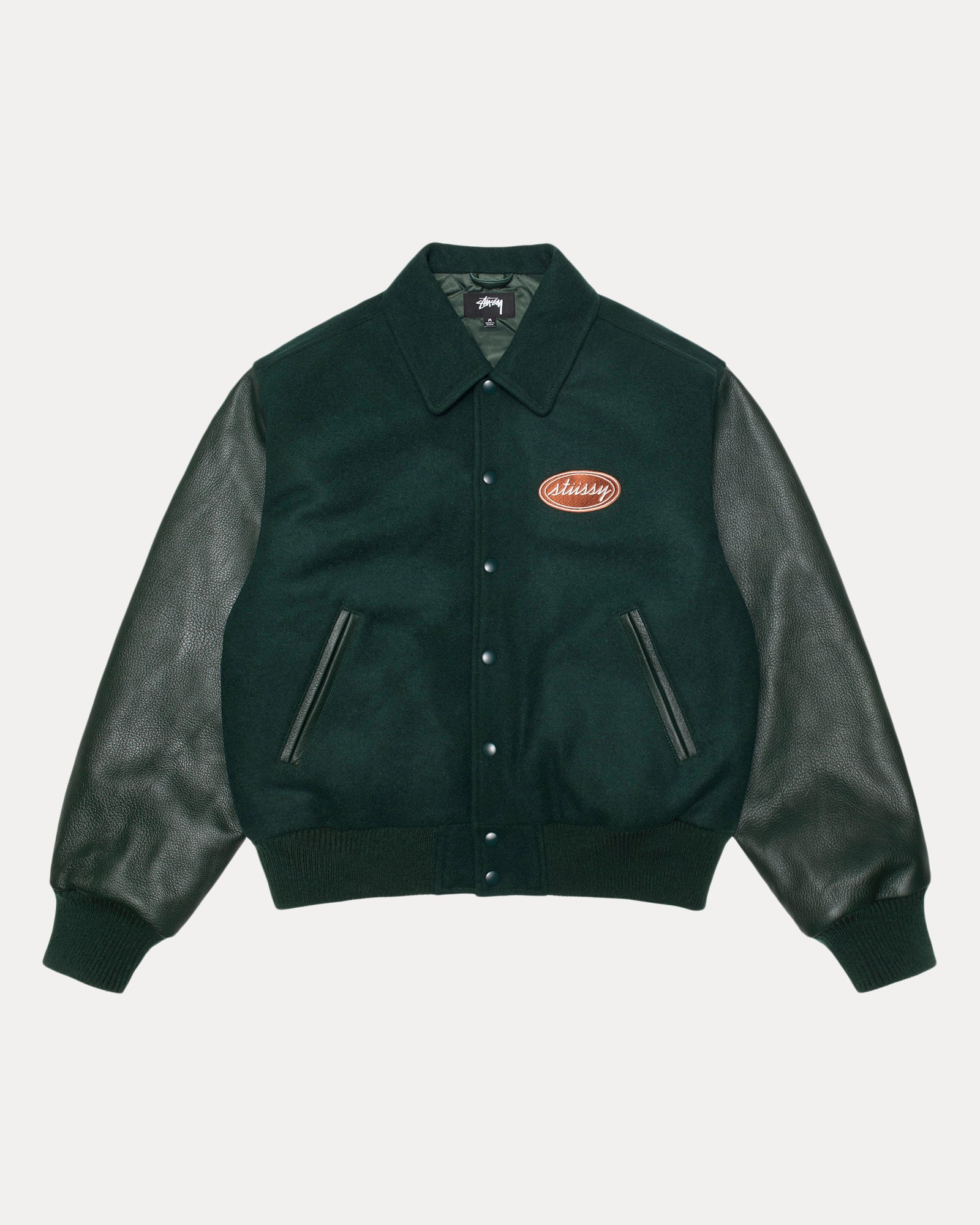 Script Oval Varsity Jacket ‚ Green | Outerwear | Stussy – Stussy AU