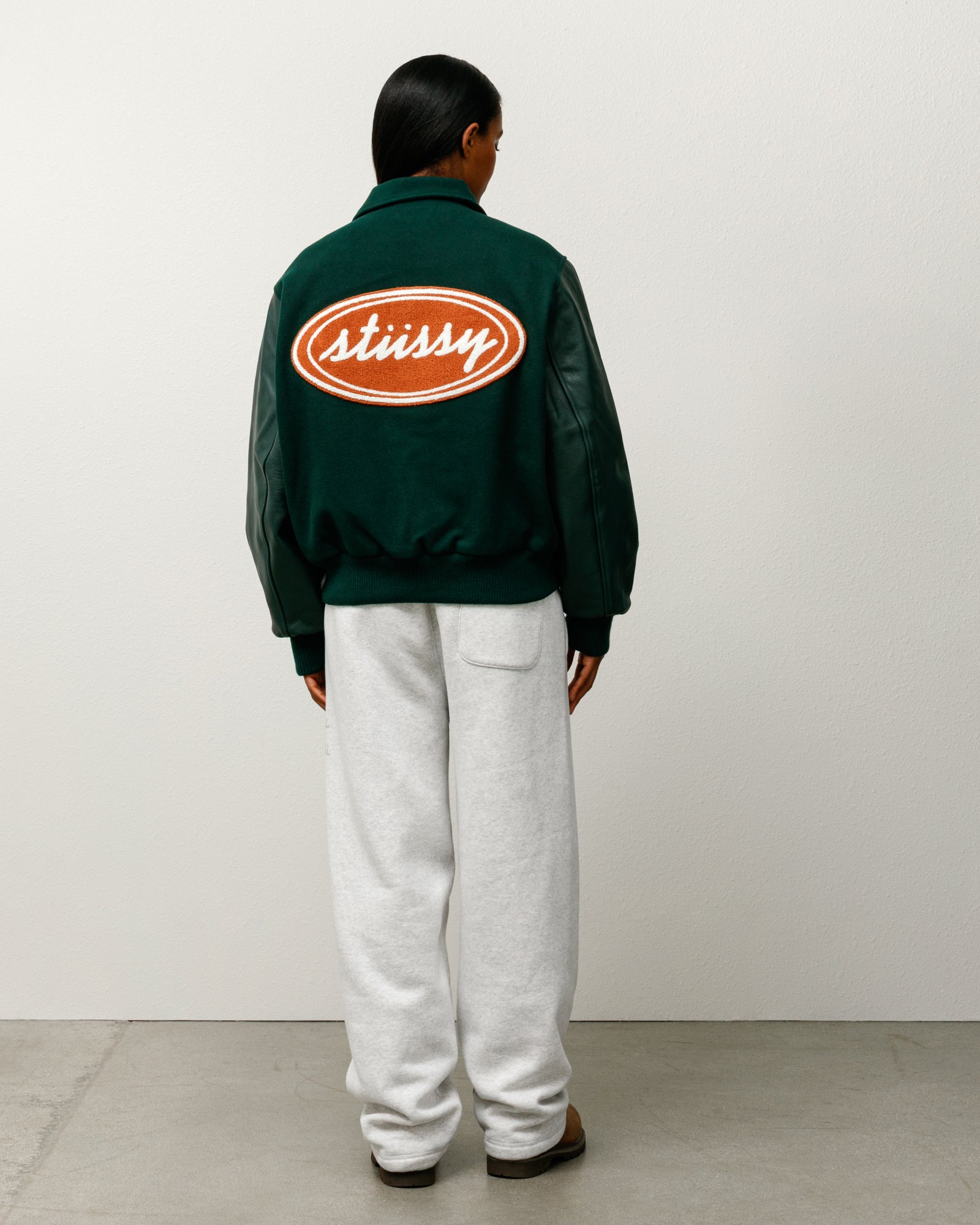 Script Oval Varsity Jacket ‚ Green | Outerwear | Stussy – Stussy AU
