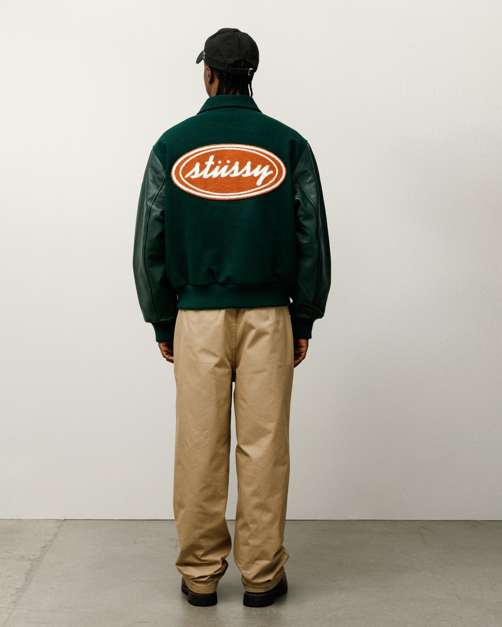 Script Oval Varsity Jacket ‚ Green | Outerwear | Stussy – Stussy AU