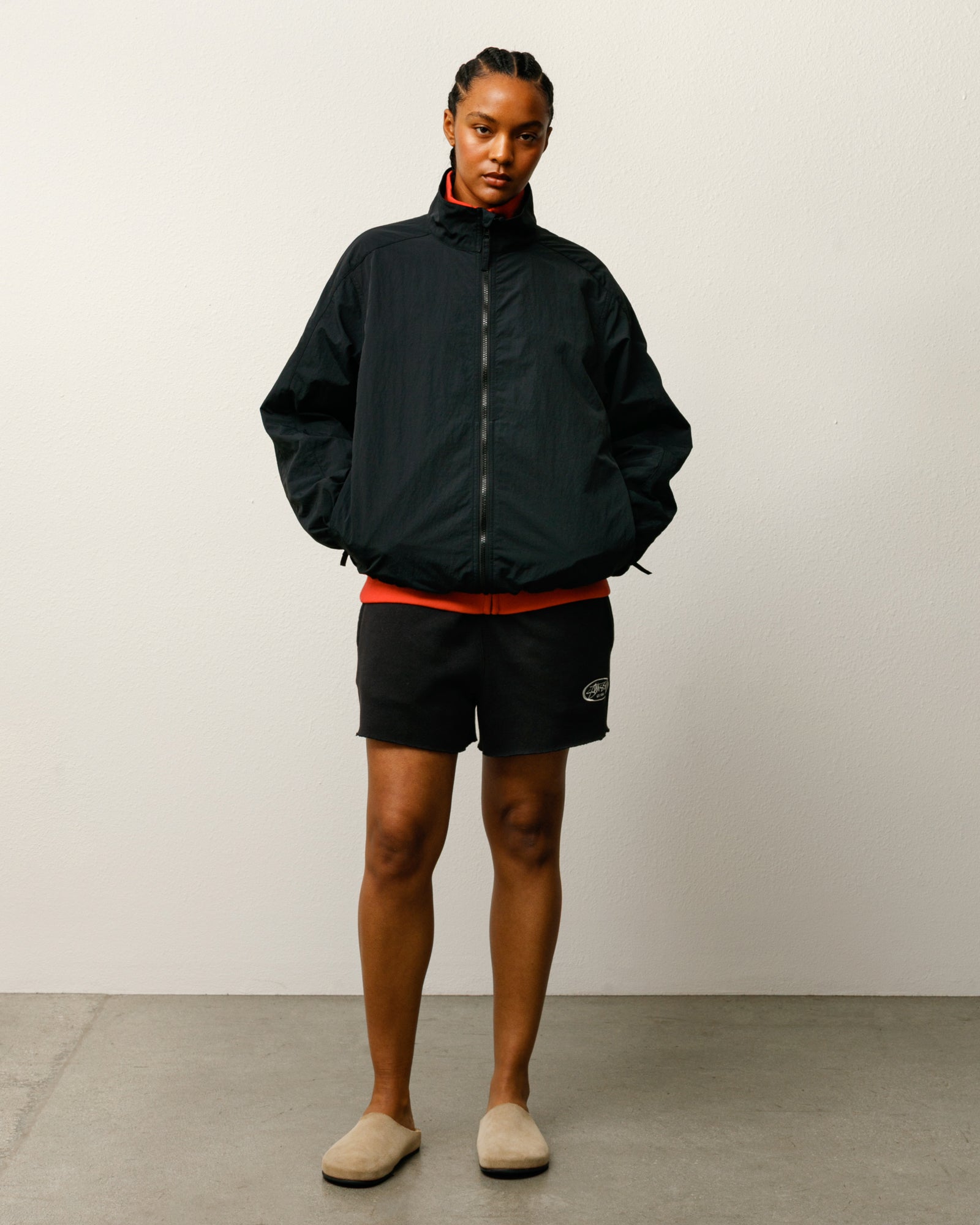 Lightweight Mock Jacket Mens Long Sleeve In Black