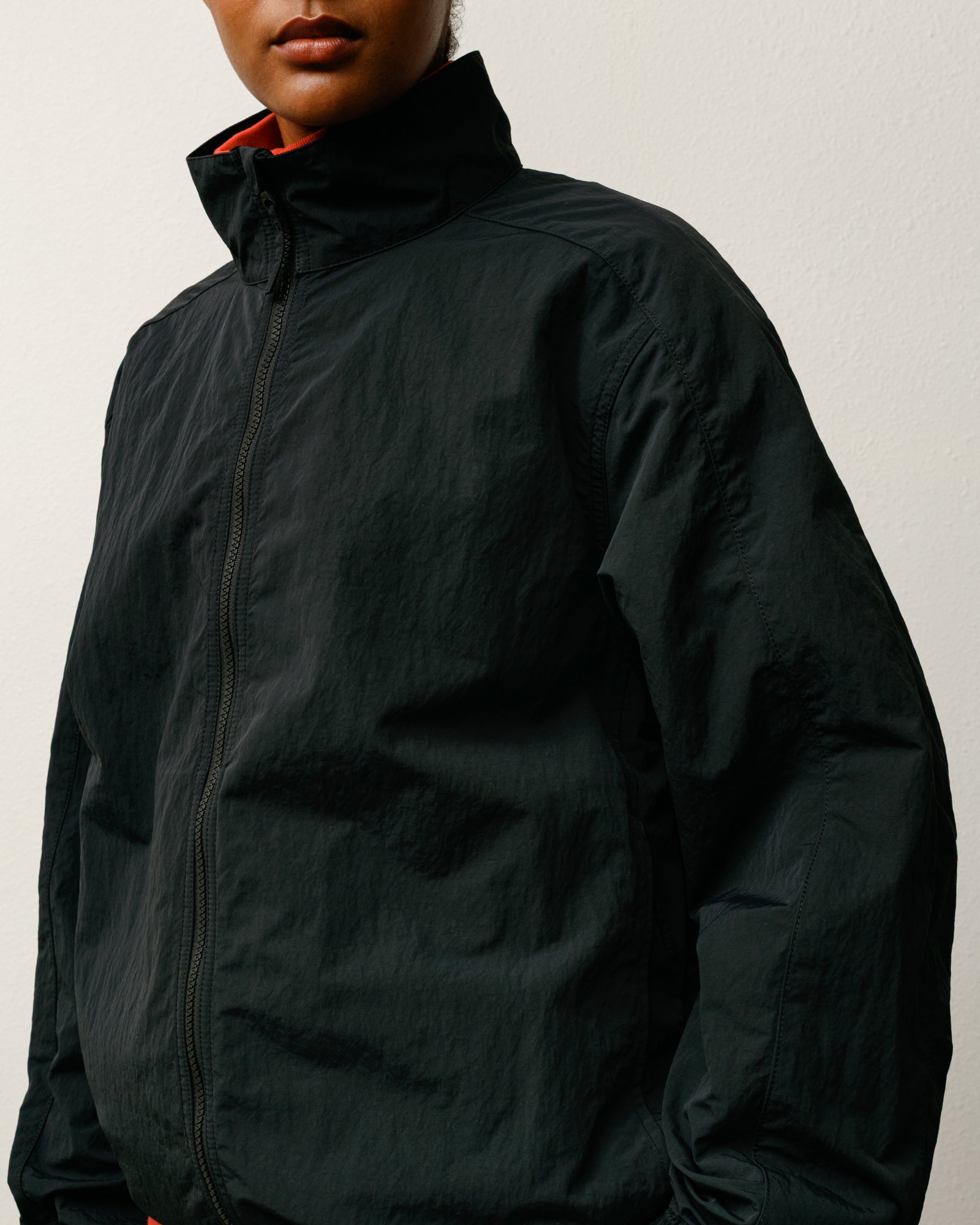 Lightweight Mock Jacket Mens Long Sleeve In Black