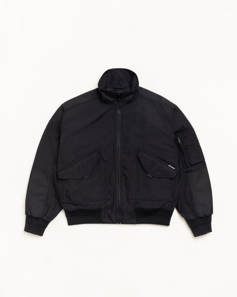 Mock Neck Flight Bomber Mens Long Sleeve In Black