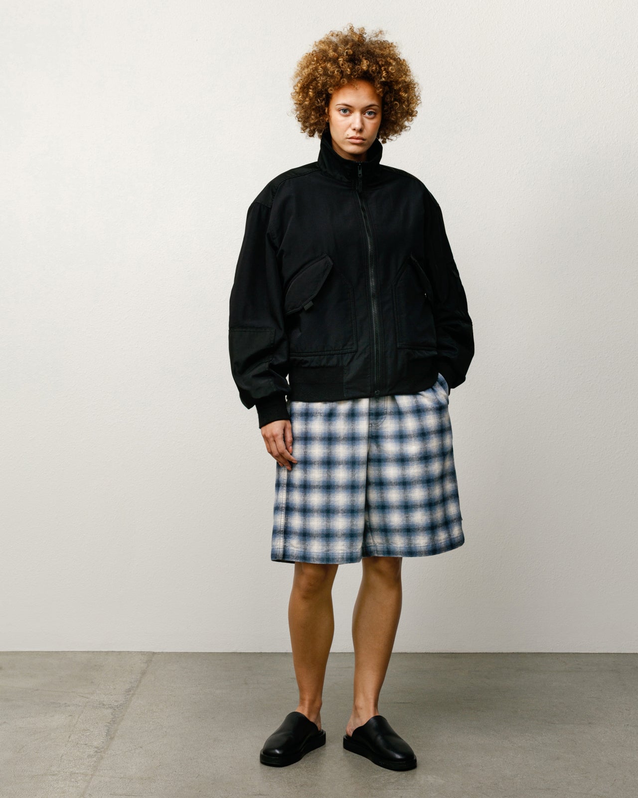 Mock Neck Flight Bomber Mens Long Sleeve In Black