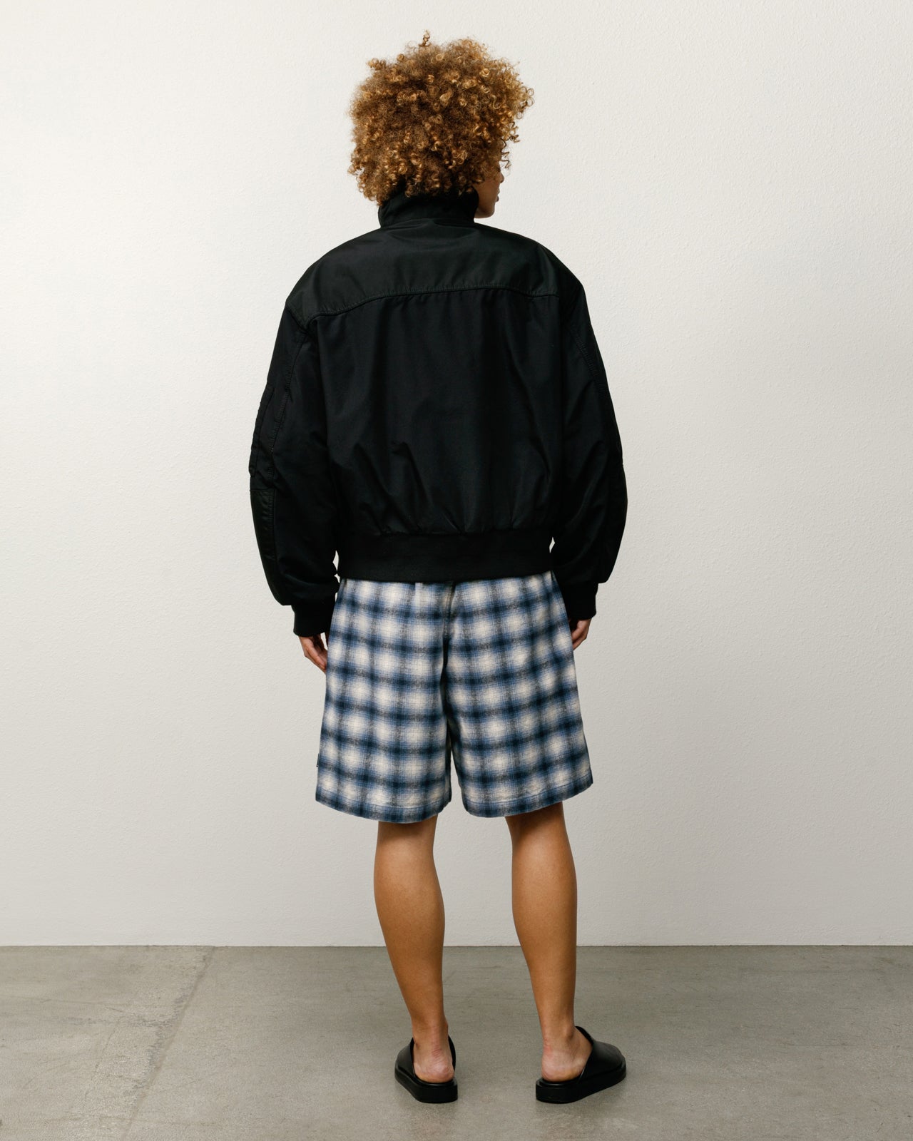 Mock Neck Flight Bomber Mens Long Sleeve In Black