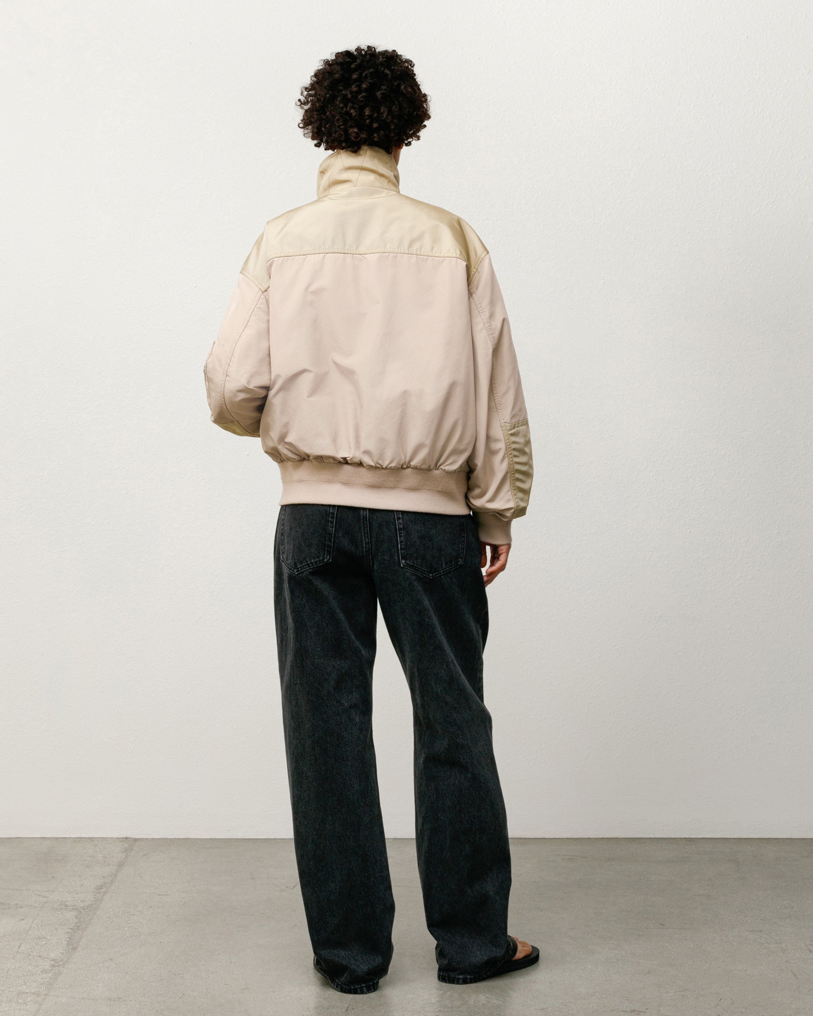 Mock Neck Flight Bomber Mens Long Sleeve In Khaki