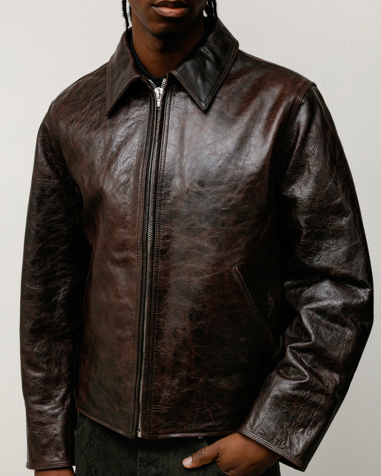 Garage Jacket Leather – Dark Brown | Outerwear | Stüssy – Stussy AU