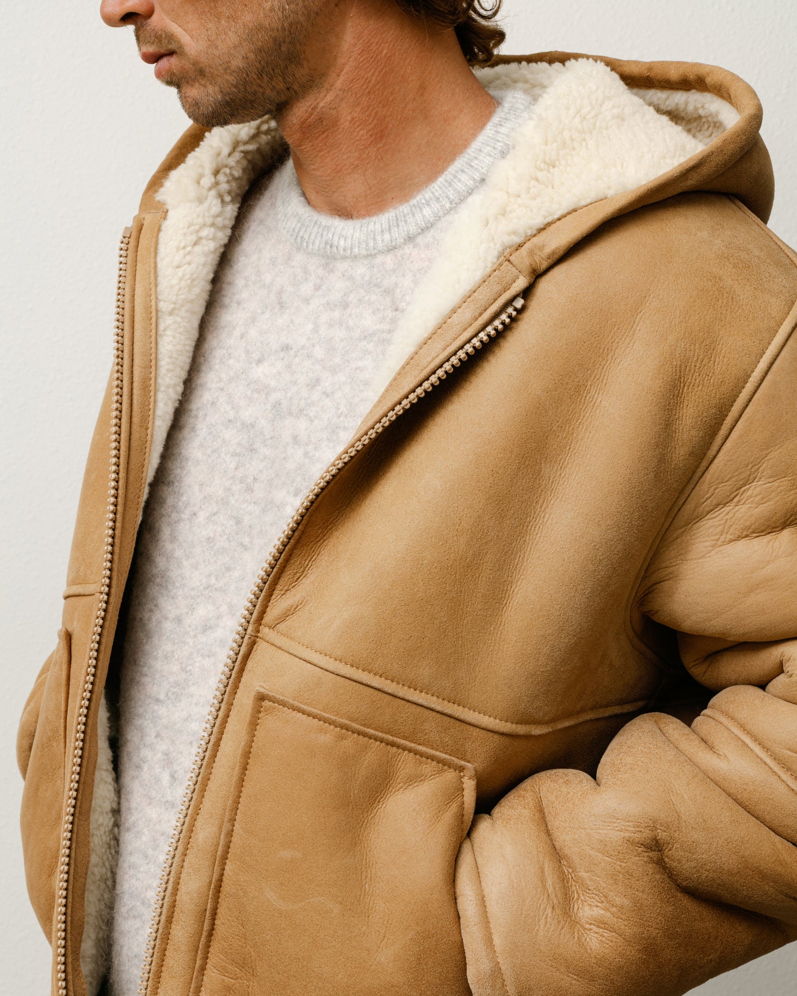 Shearling Hooded Jacket – Tan | Outerwear | Stüssy – Stussy AU