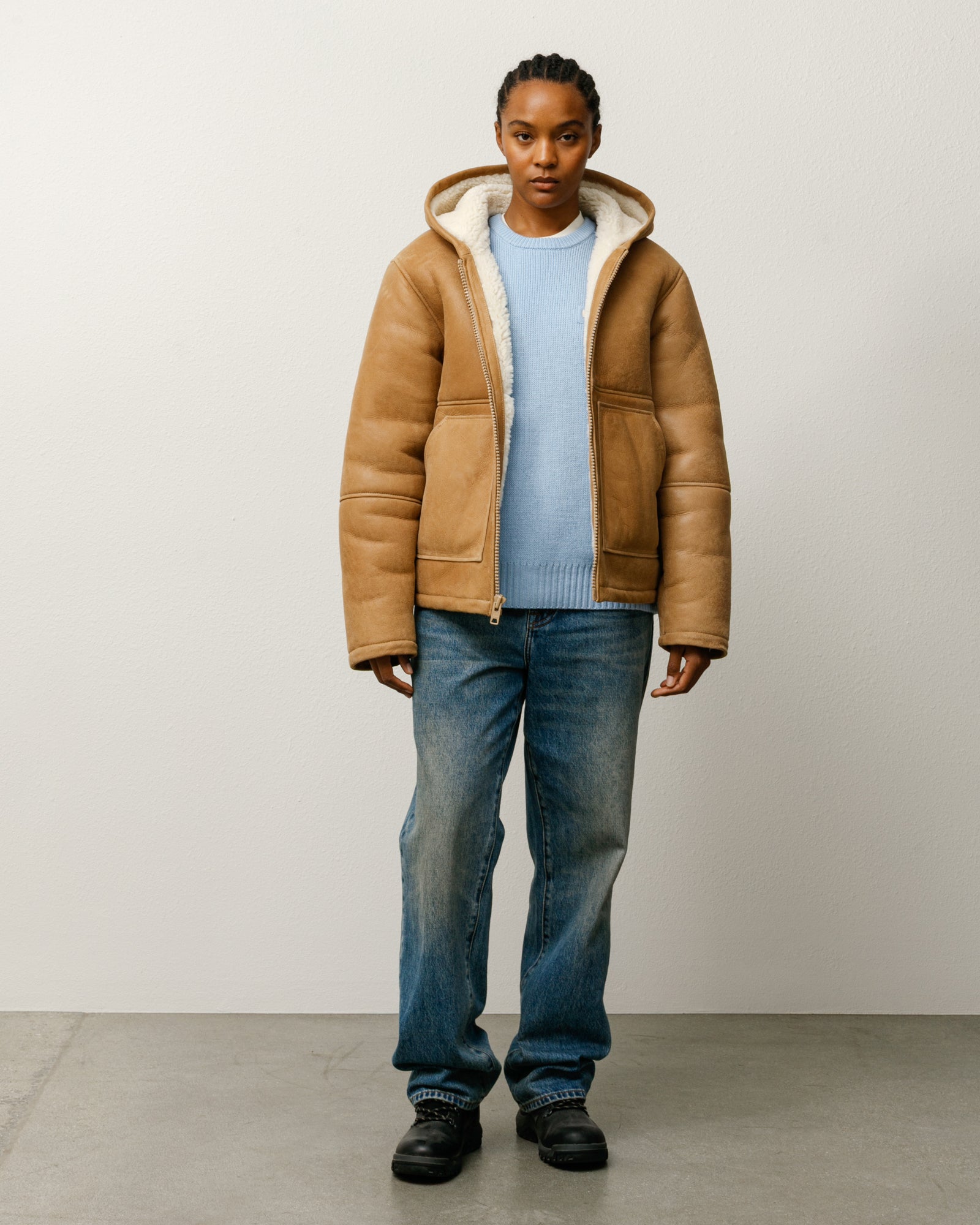 Shearling Hooded Jacket – Tan | Outerwear | Stüssy – Stussy AU