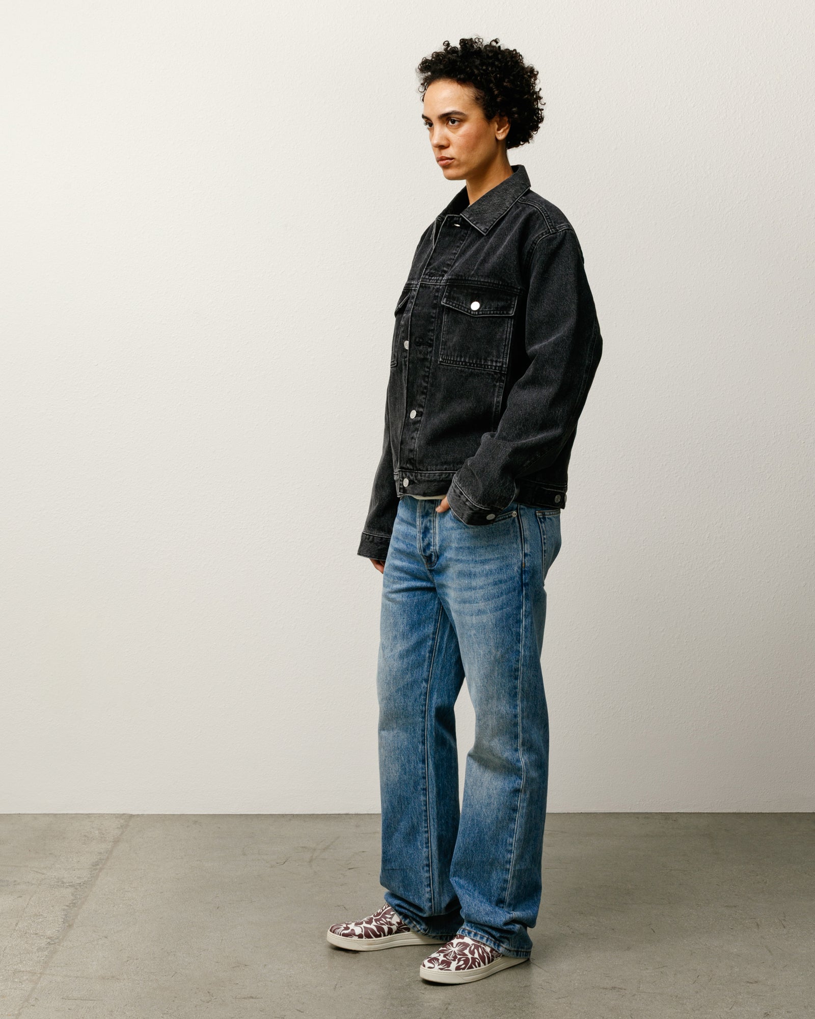 Lined Denim Trucker Mens Long Sleeve In Vintage Black