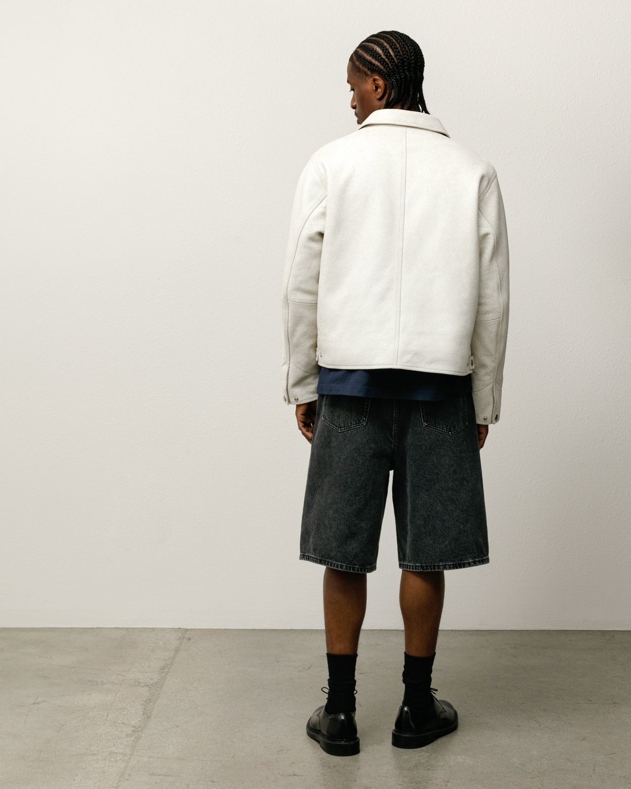 Garage Jacket Cracked Leather – White | Outerwear | Stüssy – Stussy AU