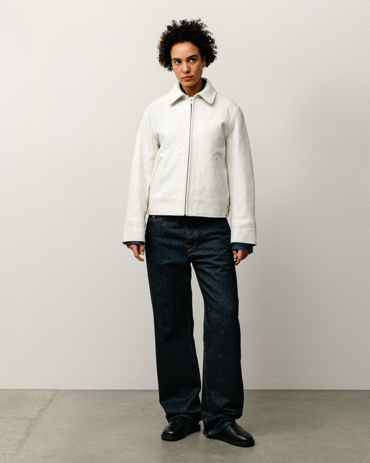 Garage Jacket Cracked Leather – White | Outerwear | Stüssy – Stussy AU