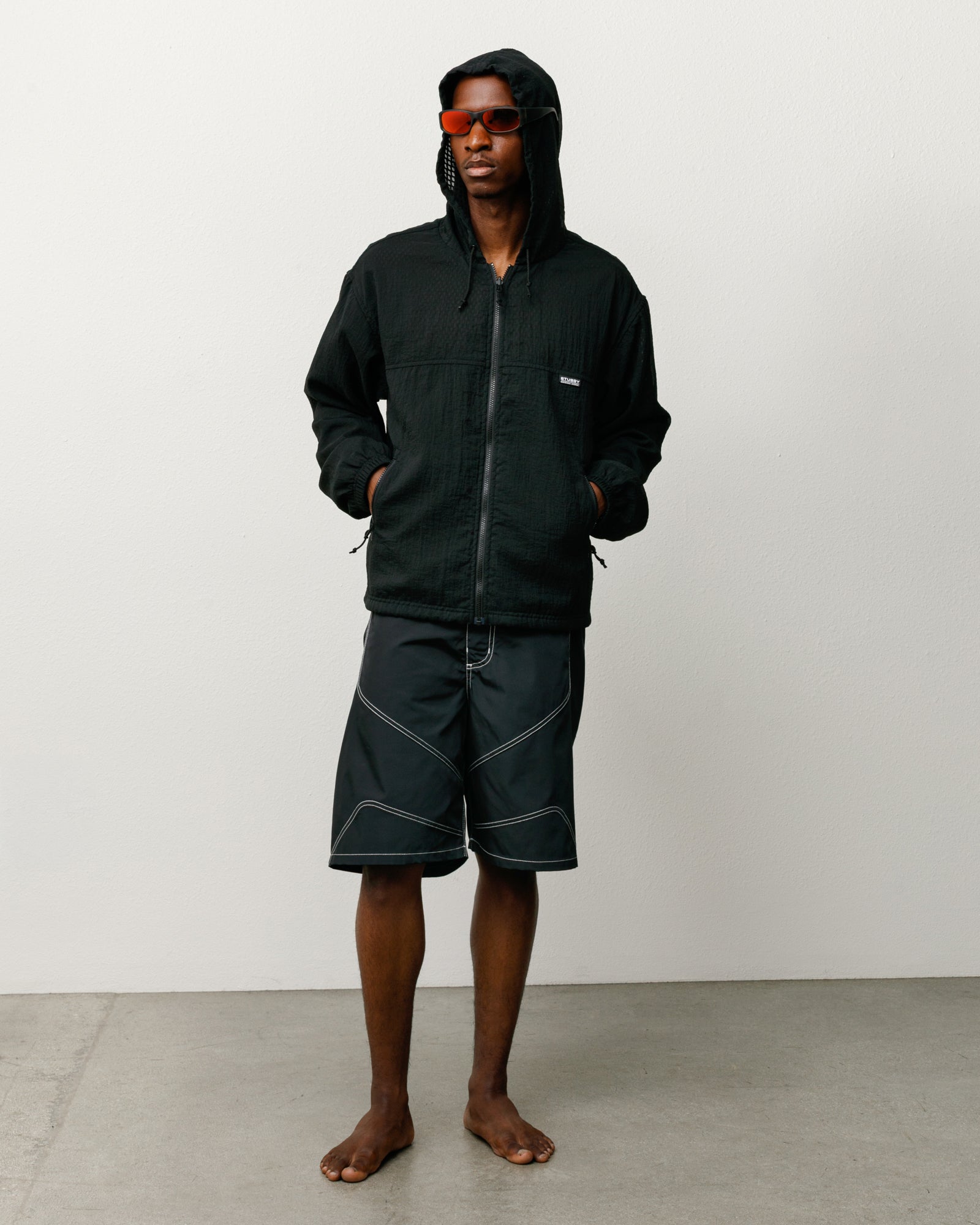 LAYERED MESH HOODED JACKET