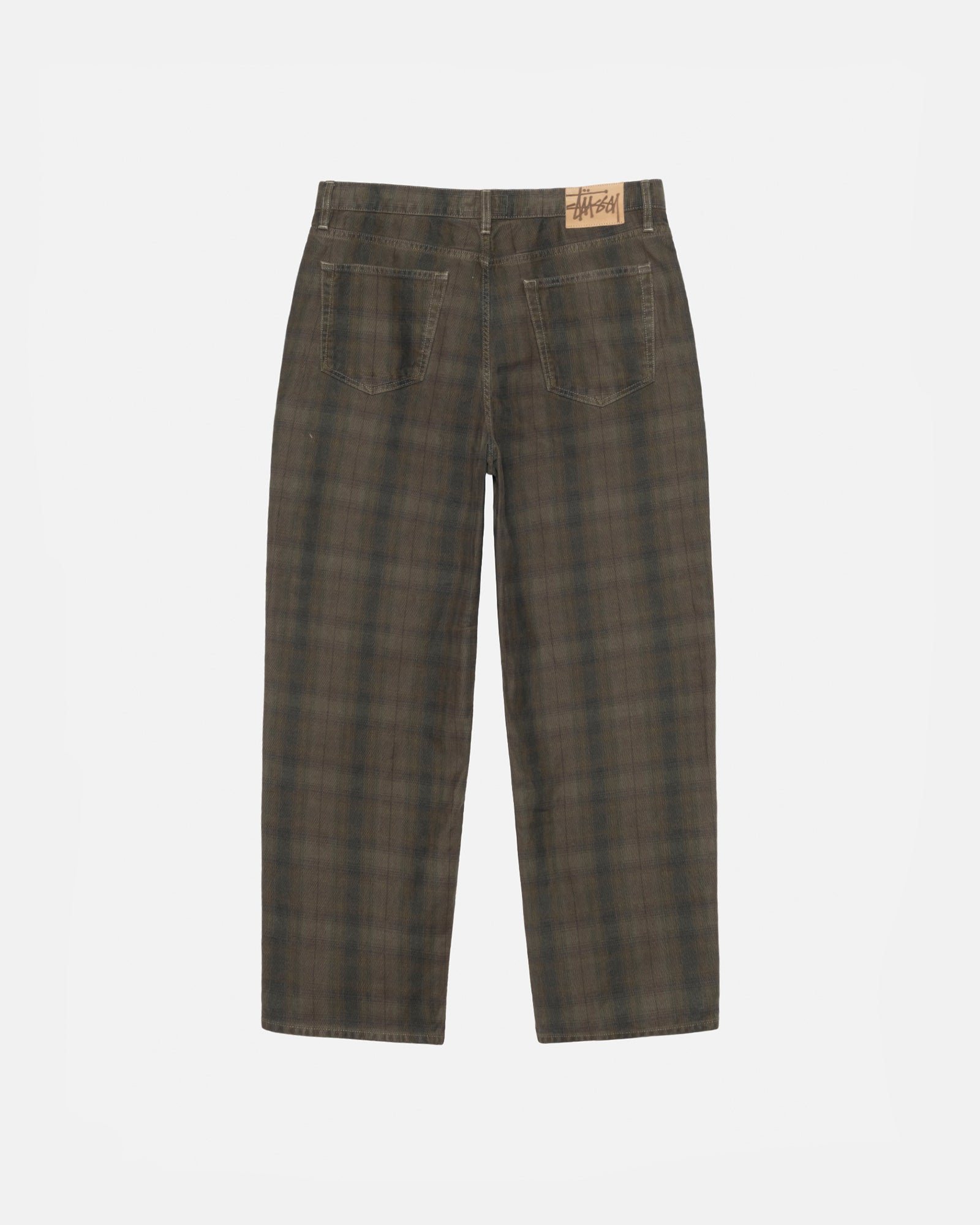 STÜSSY BIG OL' JEAN CANVAS PLAID OLIVE PANTS