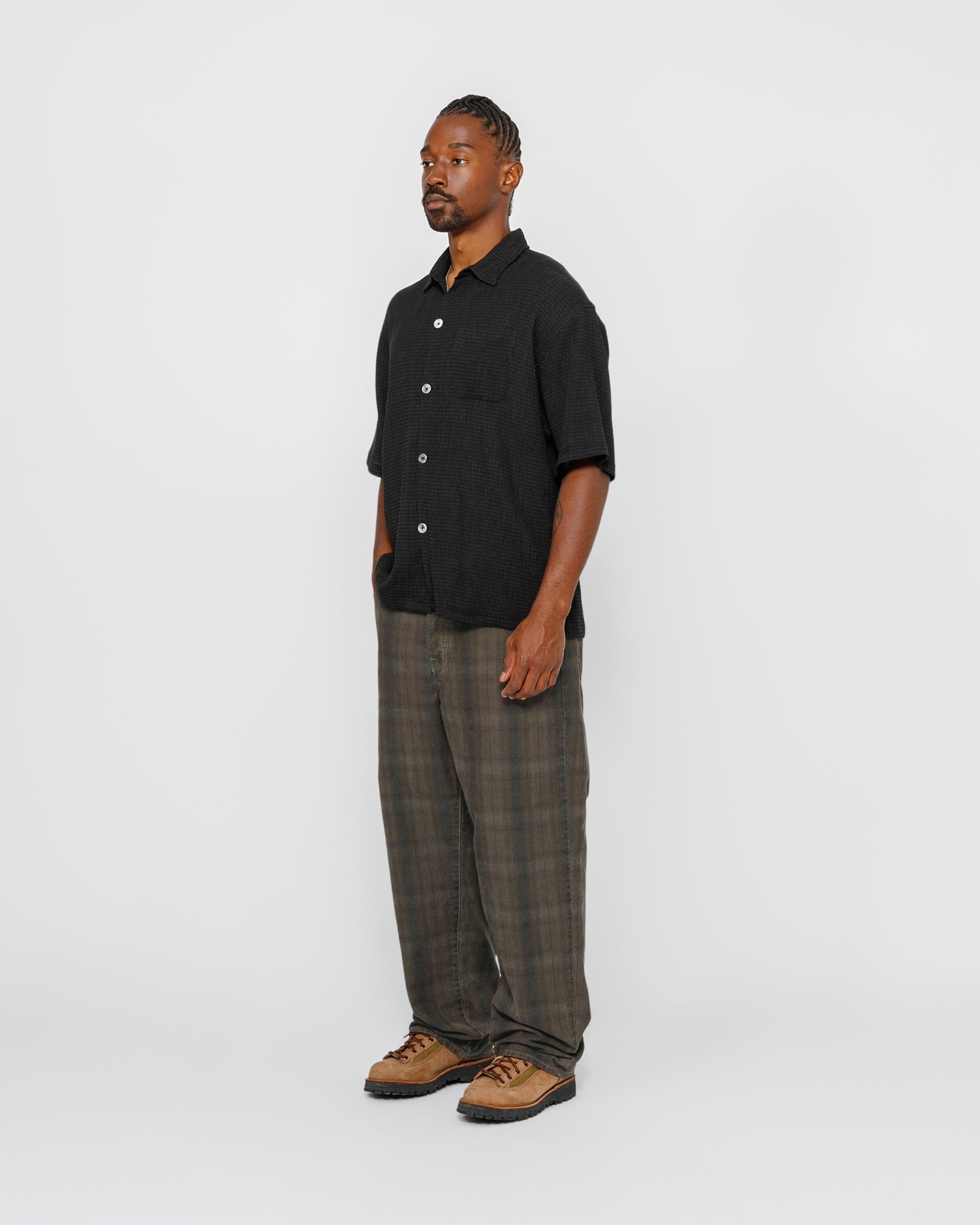 STÜSSY BIG OL' JEAN CANVAS PLAID OLIVE PANTS