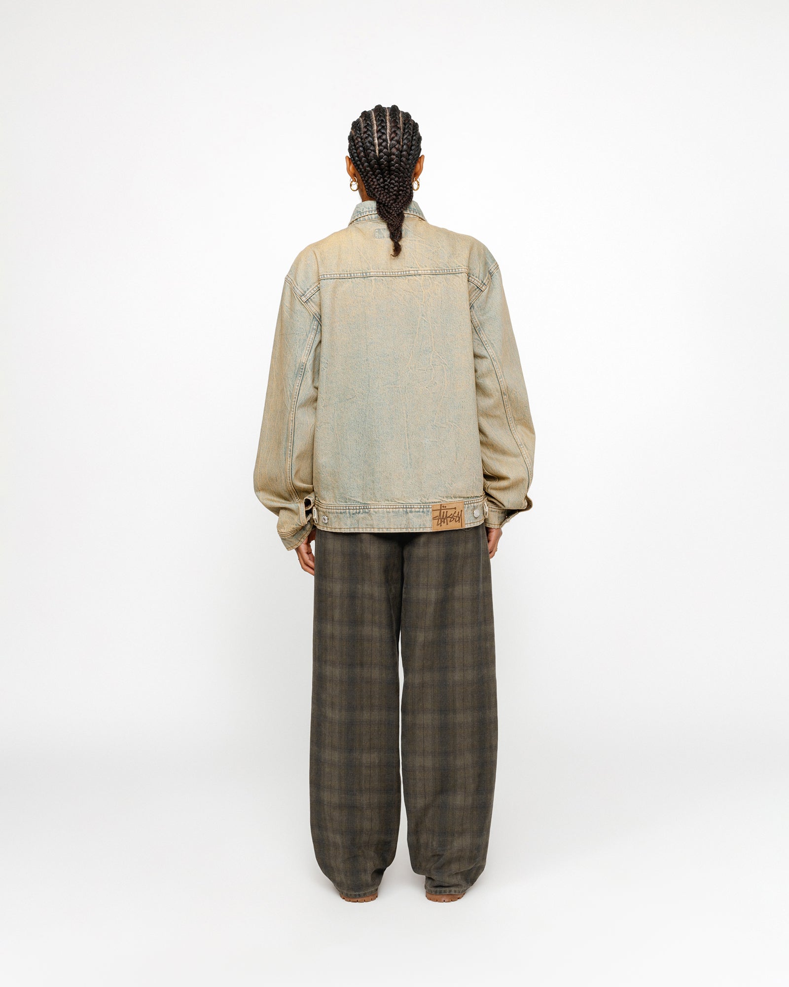 STÜSSY BIG OL' JEAN CANVAS PLAID OLIVE PANTS